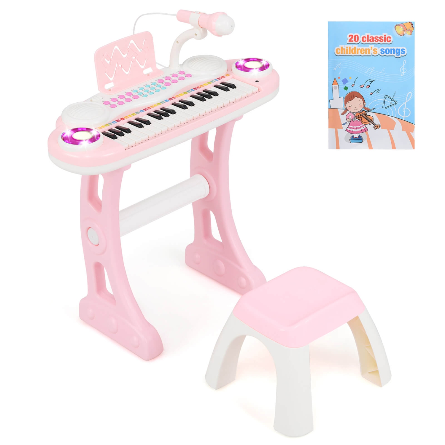 Costway 37-Key Kids Piano Keyboard Playset Electronic Organ Light
