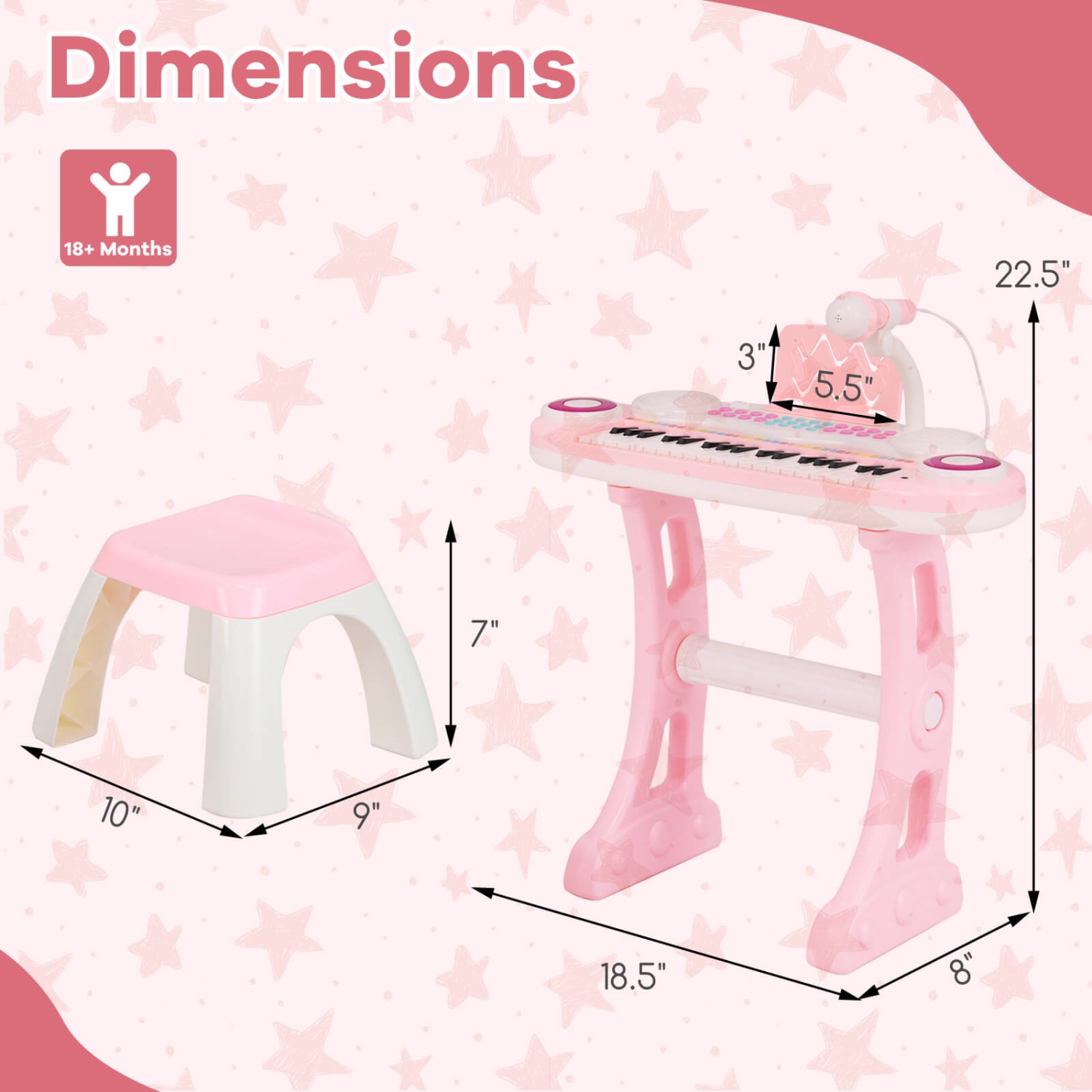 Costway 37-Key Kids Piano Keyboard Playset Electronic Organ Light