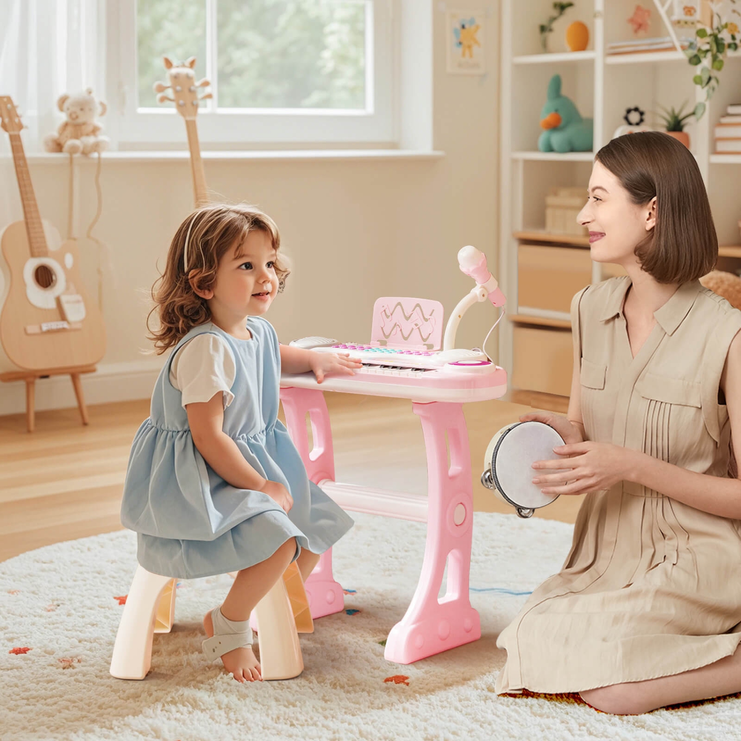 Costway 37-Key Kids Piano Keyboard Playset Electronic Organ Light