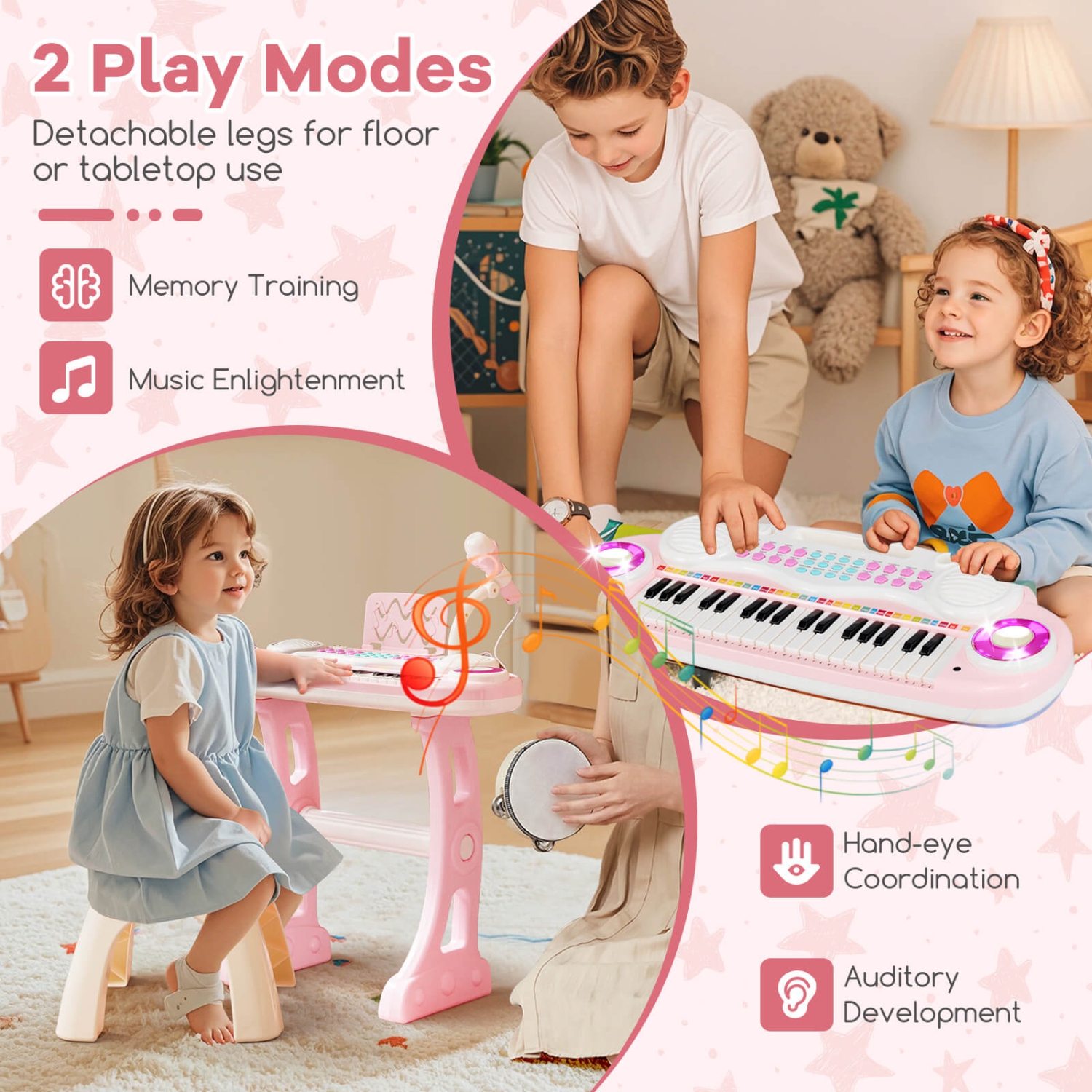 Costway 37-Key Kids Piano Keyboard Playset Electronic Organ Light