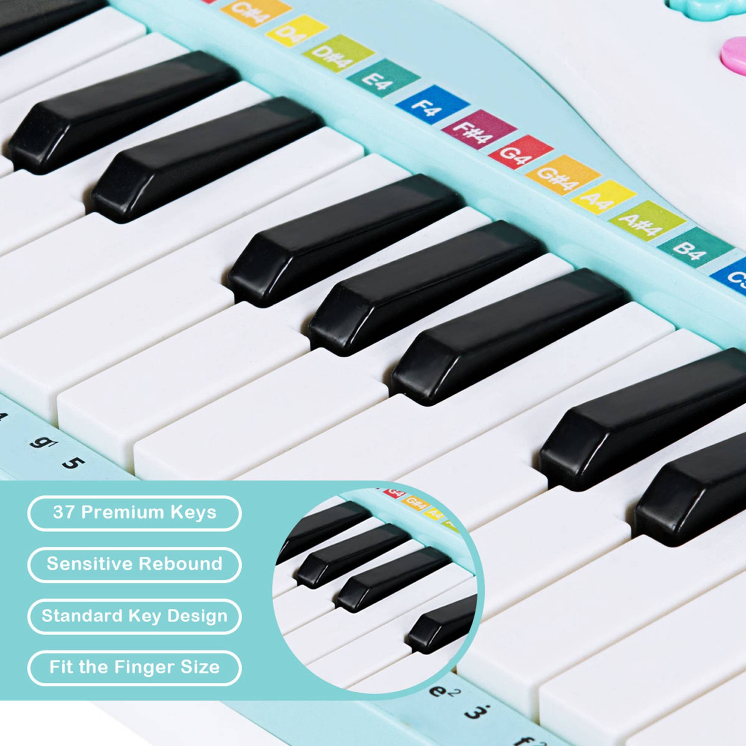 Costway 37-Key Toy Keyboard Piano Electronic Musical Instrument BluePink