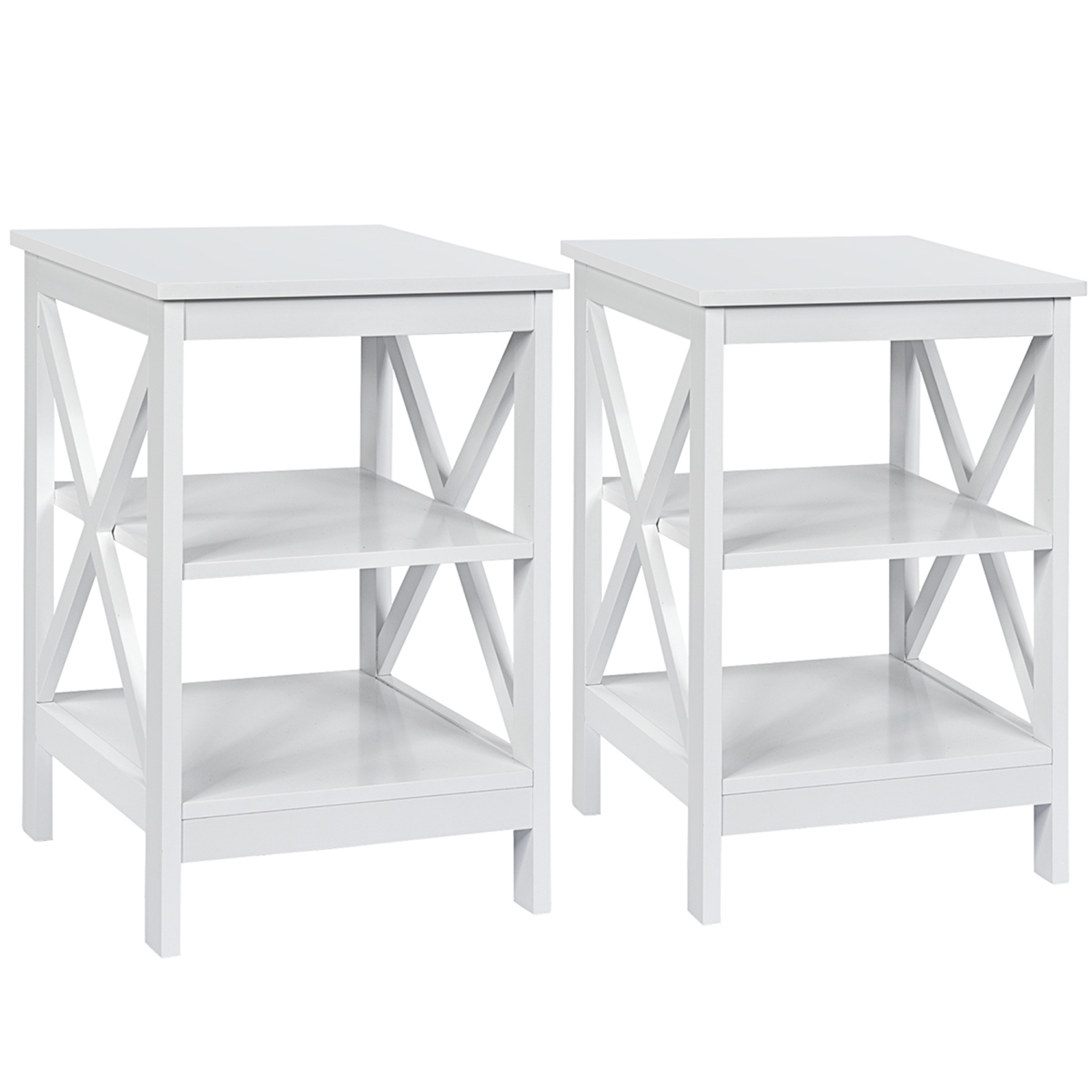 Gymax 2 Pcs 3 Tier Nightstand End Table X Design Storage Display Shelf Living Room Best Buy Canada