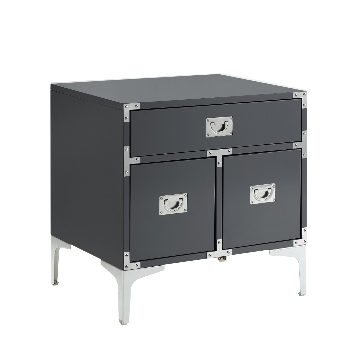 Inspired Home Maximilian Side Table/Accent Table/Nightstand, Dark Grey