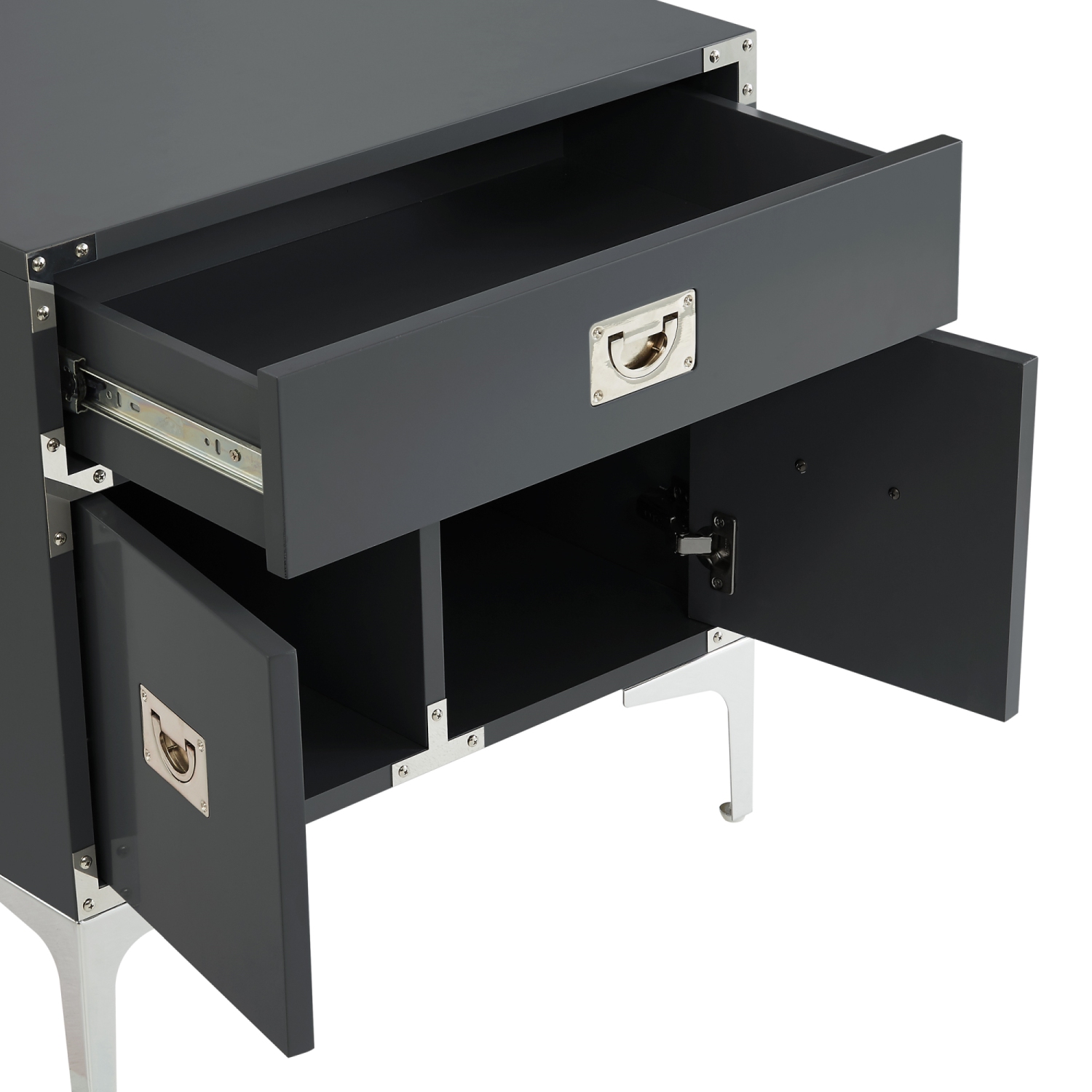 Inspired Home Maximilian Side Table/Accent Table/Nightstand, Dark Grey