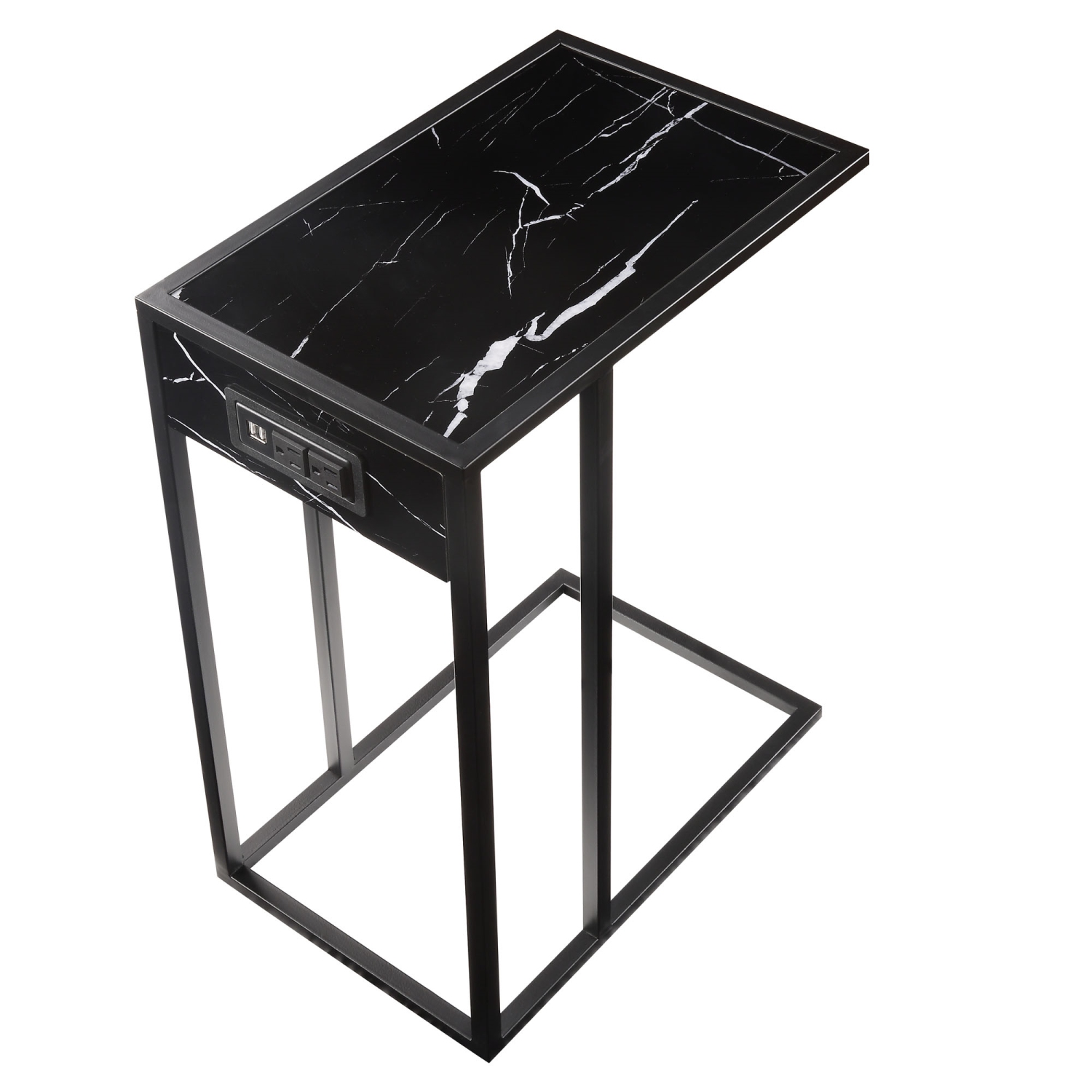Loft Lyfe Megan C Table/ End Table/ Side Table/ Laptop Stand, Black/Black