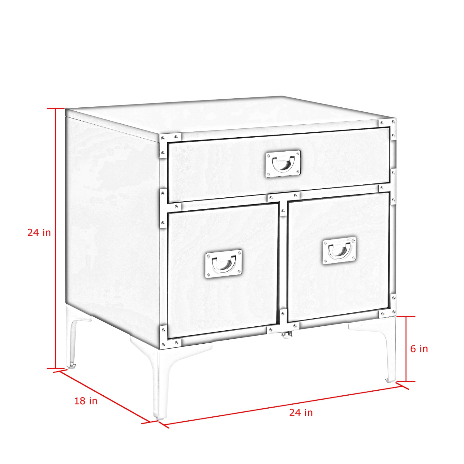 Inspired Home Maximilian Side Table/Accent Table/Nightstand, White