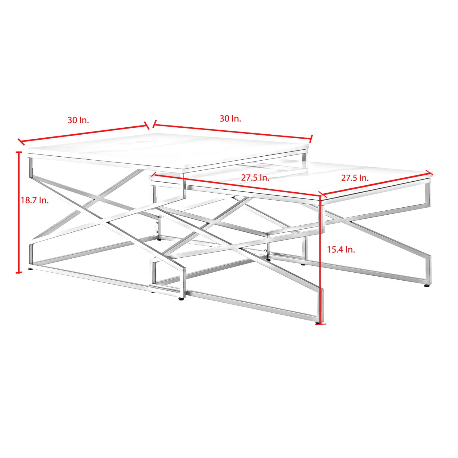 Inspired Home Maeve Coffee Table, Silver