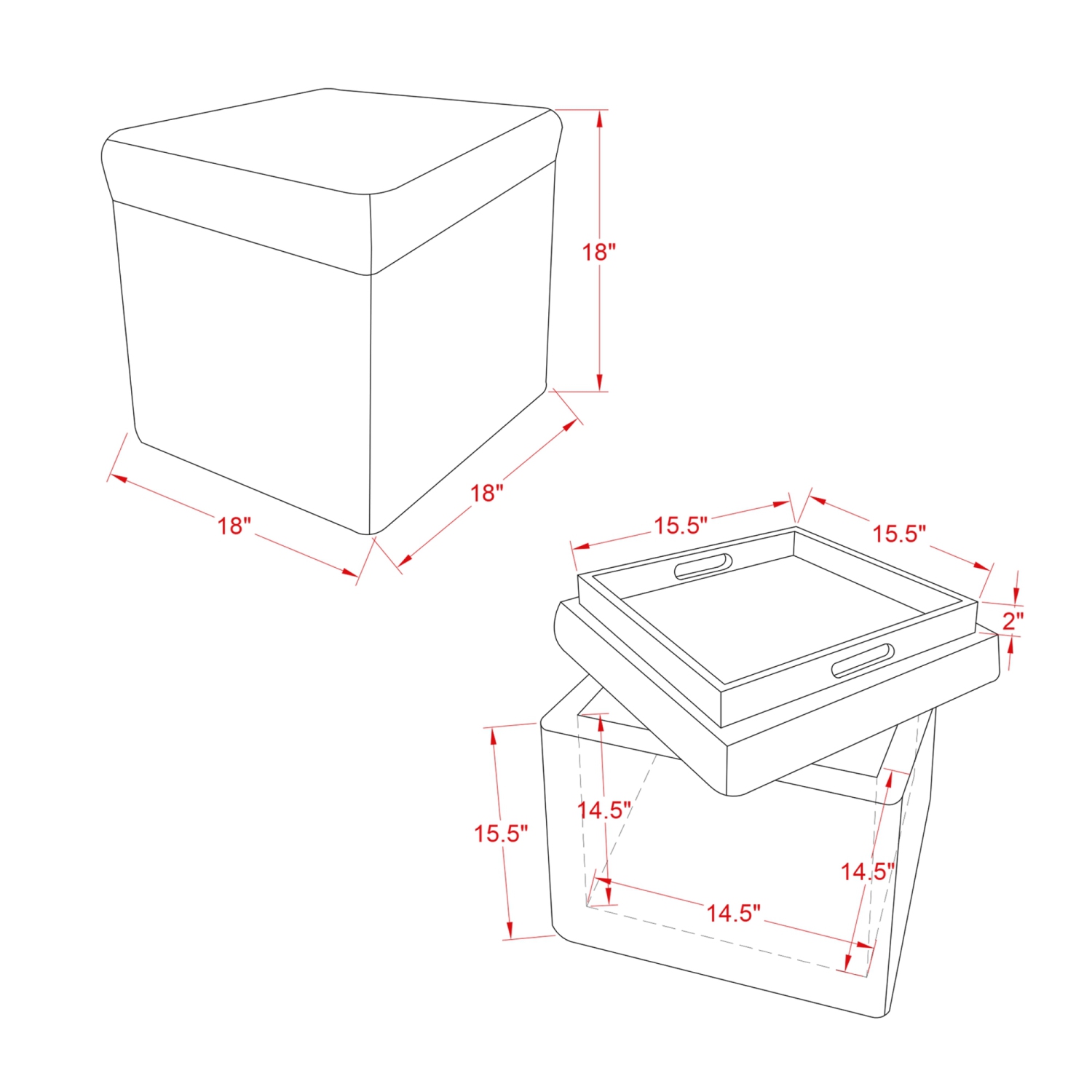 Inspired Home Kane Faux Fur Storage Ottoman, Blush