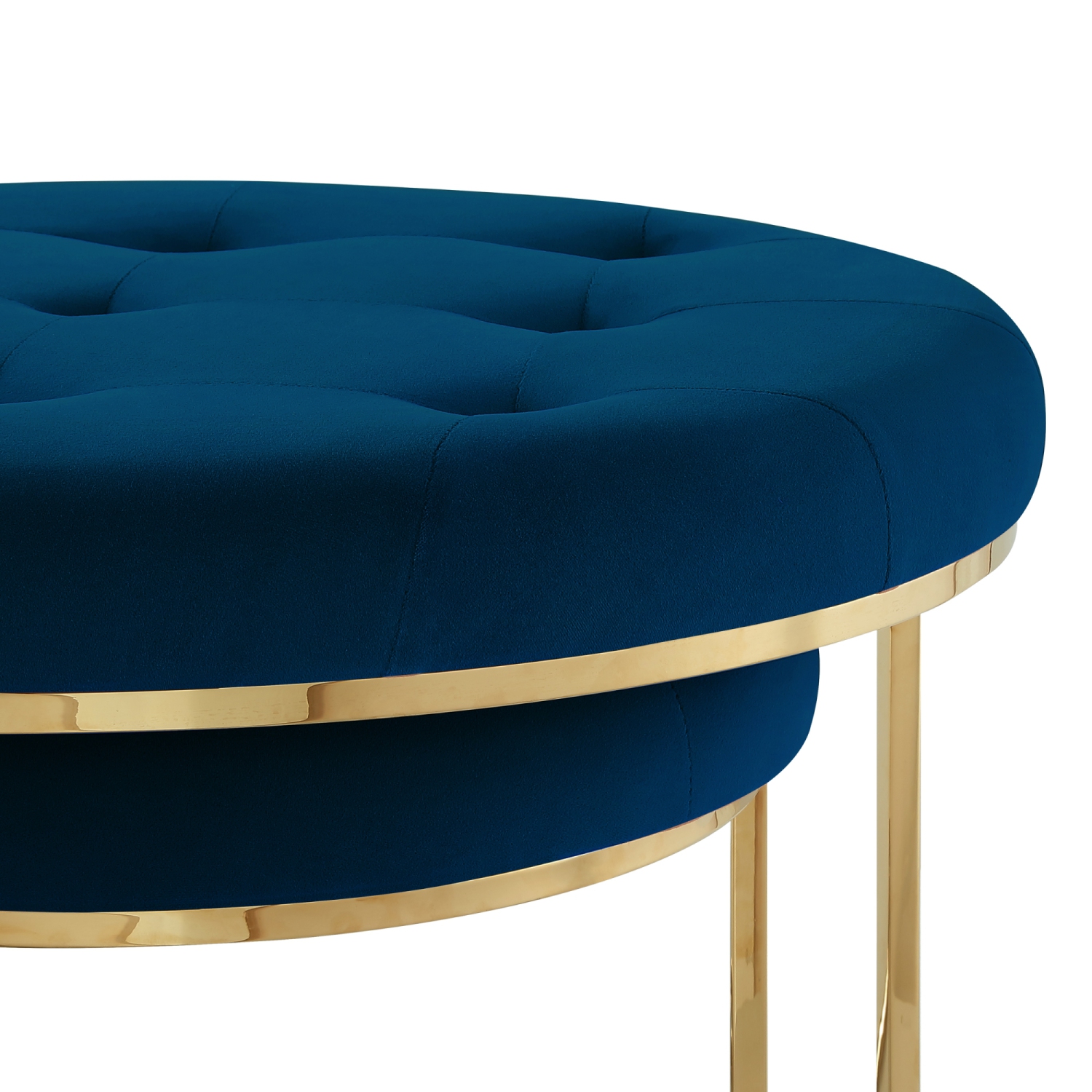 Nicole Miller New York Veronica Velvet Cocktail Coffee Table Ottoman, Set of 2, Navy/Gold