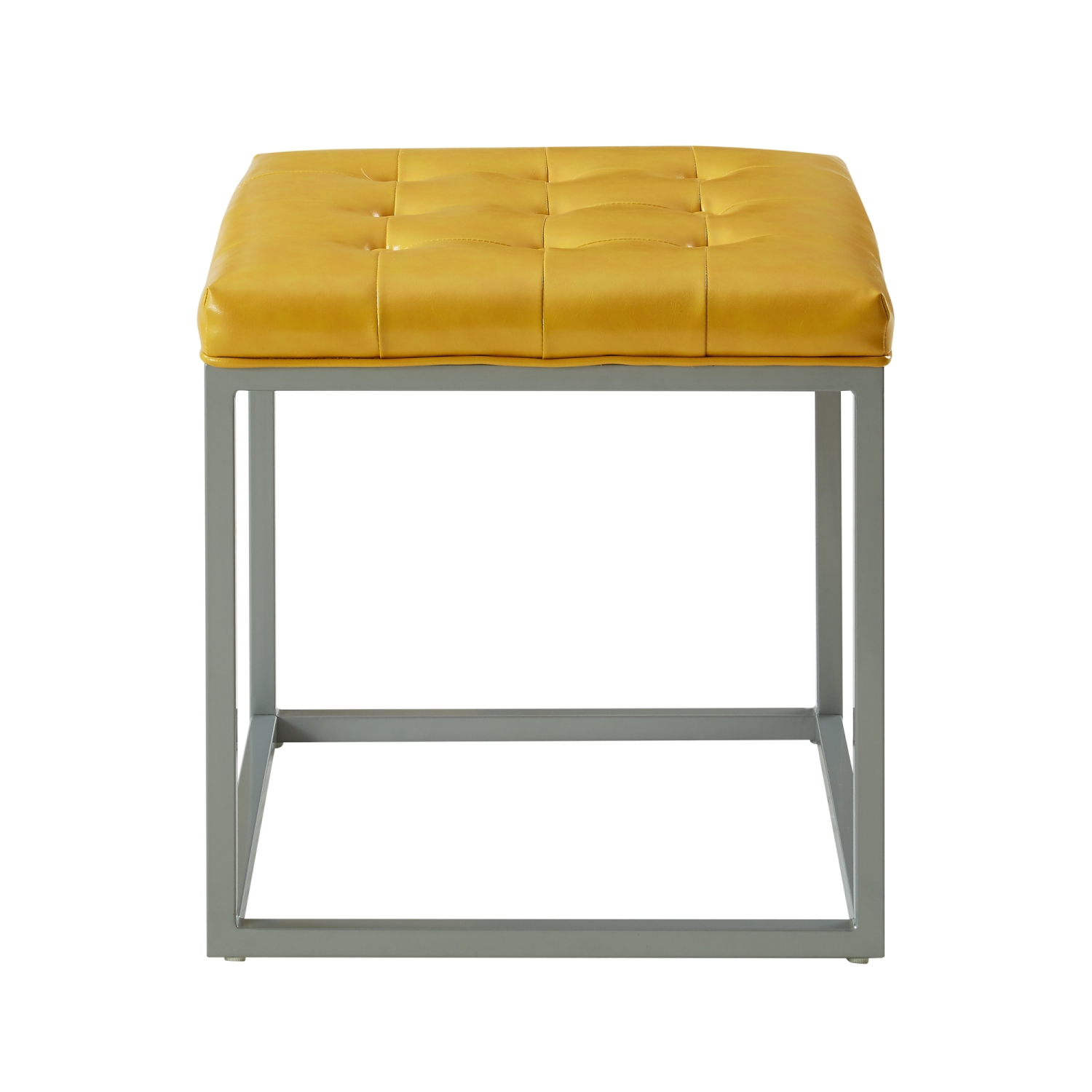 Inspired Home Aubrie Leather PU Ottoman, Yellow