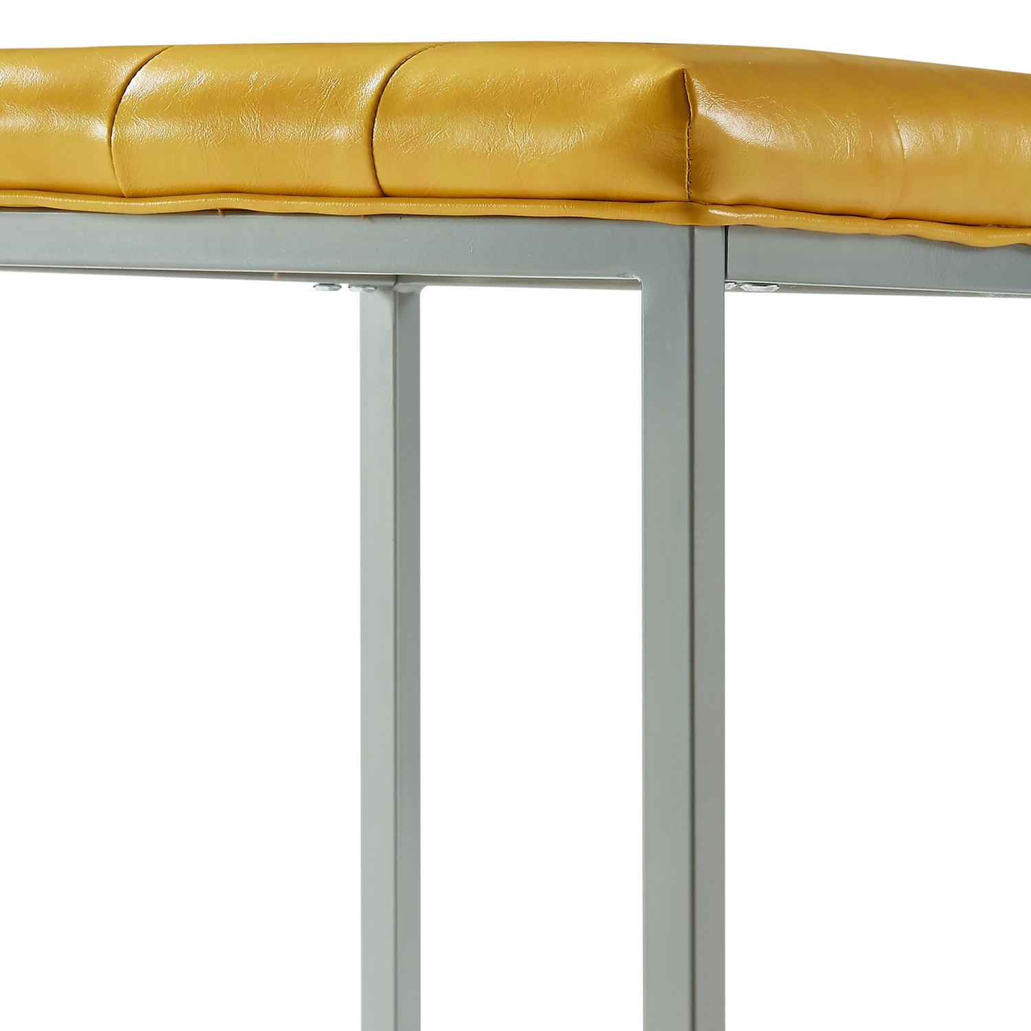 Inspired Home Aubrie Leather PU Ottoman, Yellow