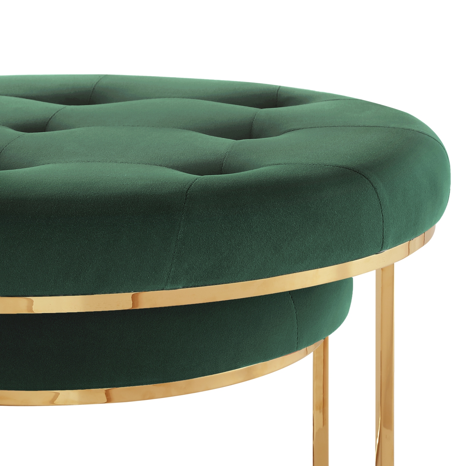 Nicole Miller New York Veronica Velvet Cocktail Coffee Table Ottoman, Set of 2, Green/Chrome