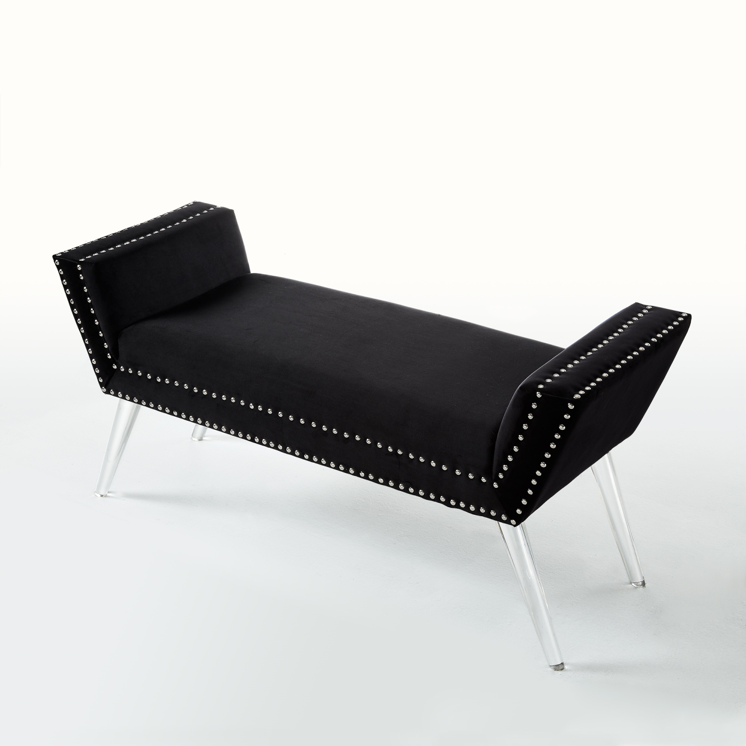 Inspired Home Annabella Velvet Bench, Black