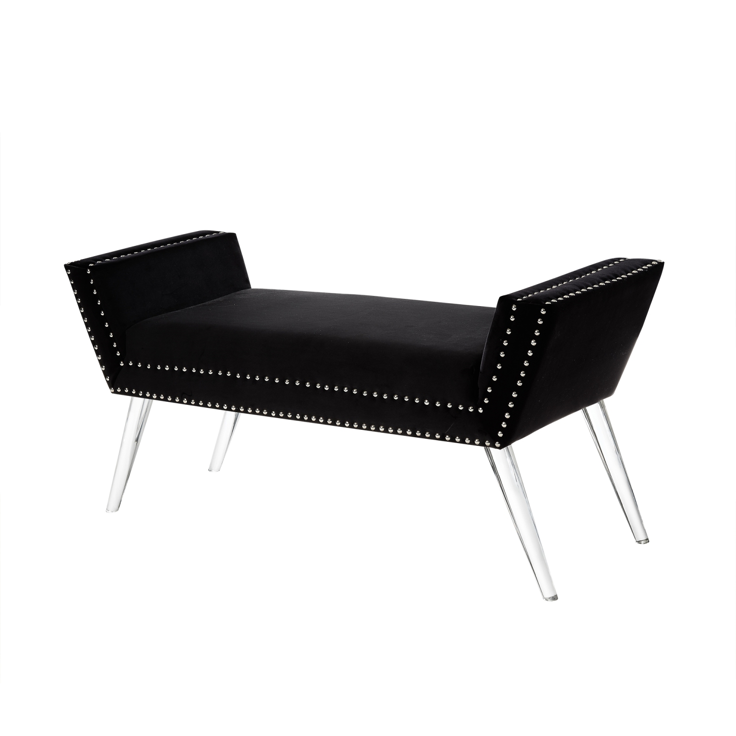 Inspired Home Annabella Velvet Bench, Black