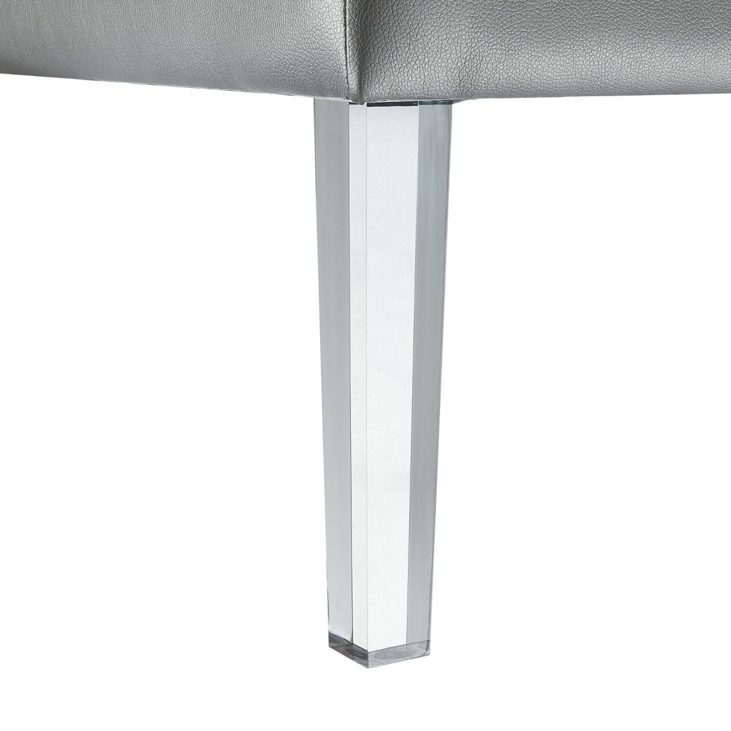 Table basse en cuir Kenndi avec pouf en polyuréthane d’inspiration Home, argenté