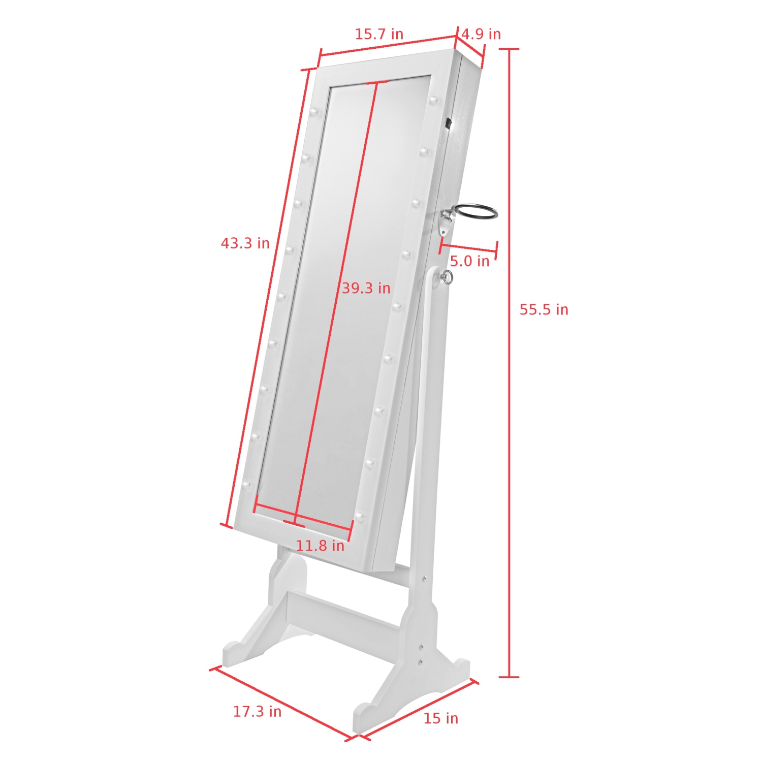 Inspired Home Braden Armoire Jewelry Storage Organizer, White