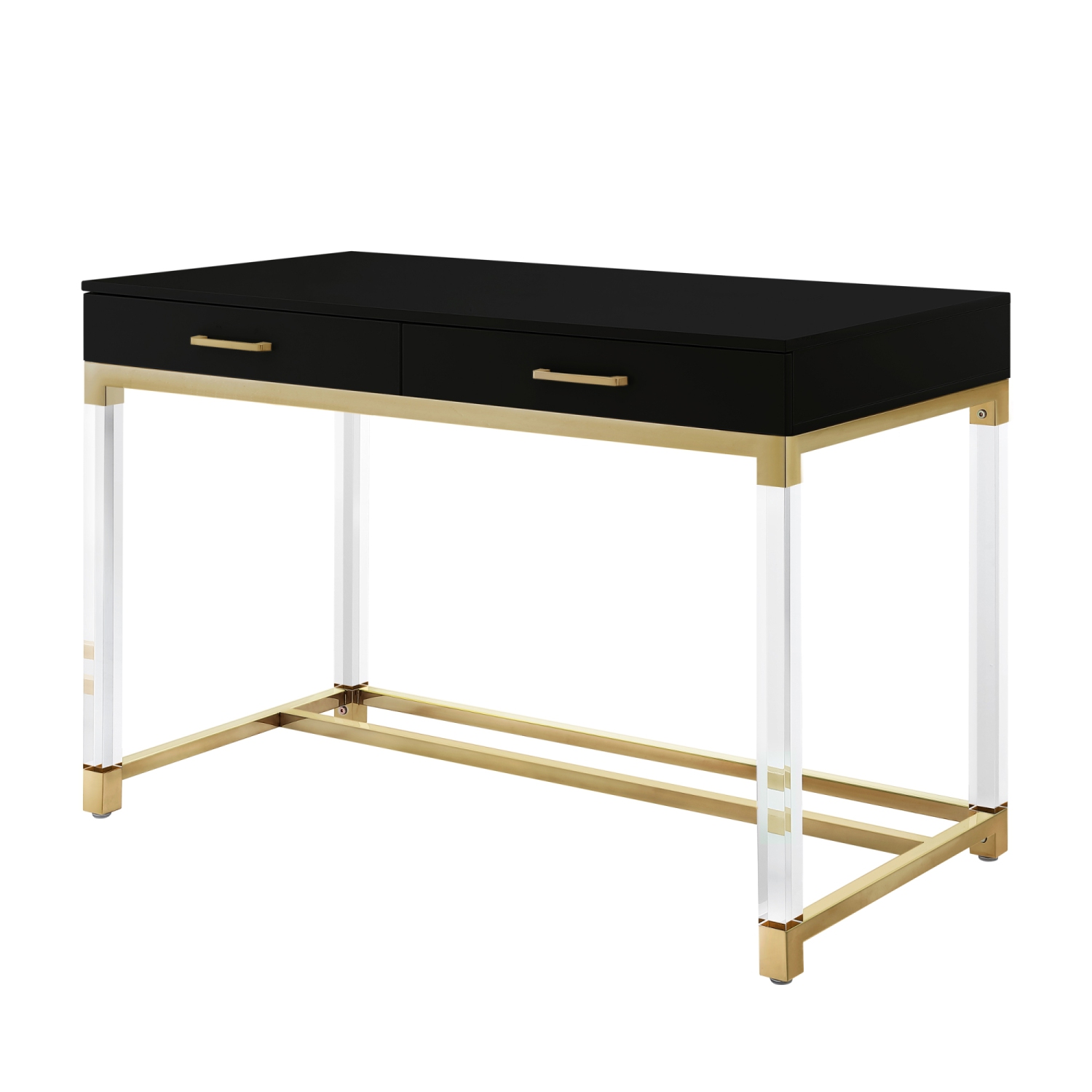 Inspired Home Muhammad Writing Desk, Black/Gold