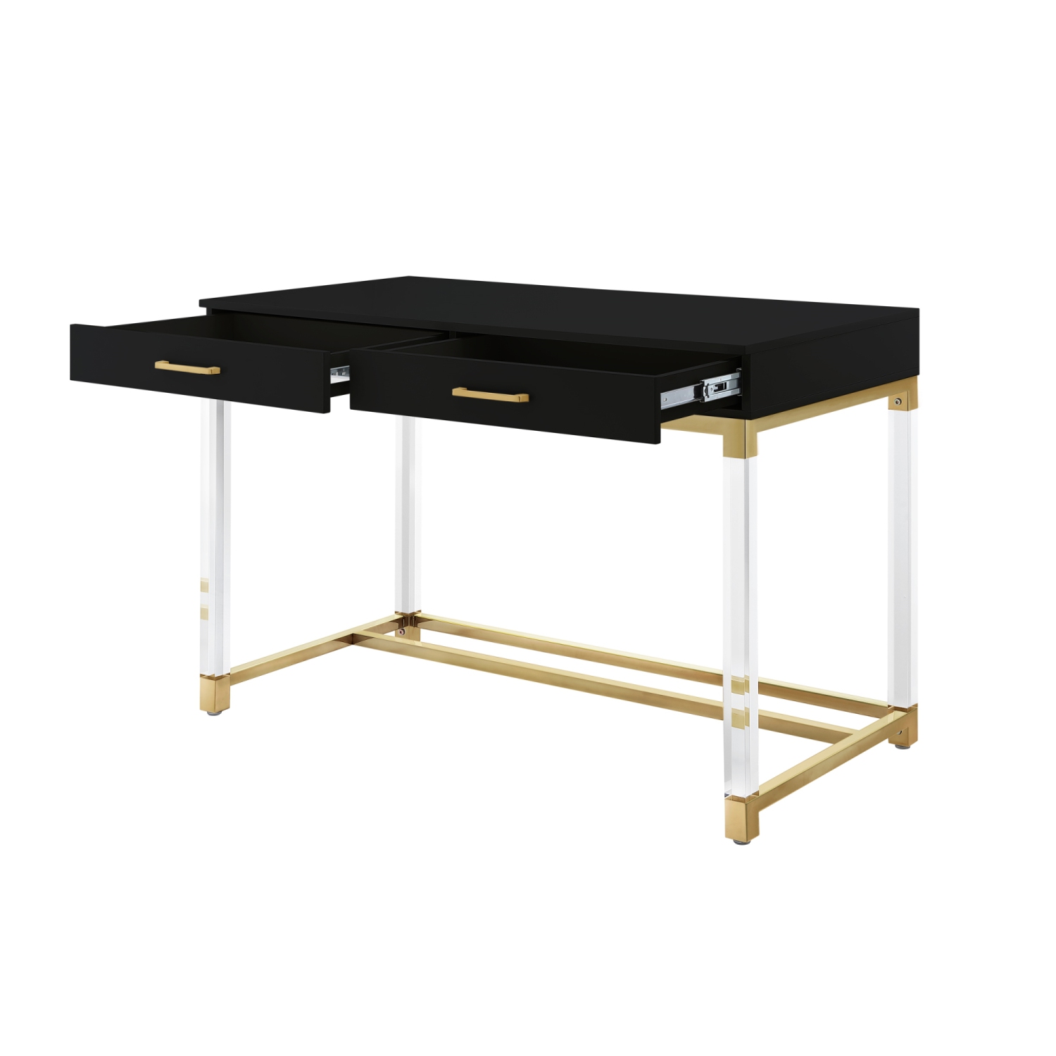 Inspired Home Muhammad Writing Desk, Black/Gold
