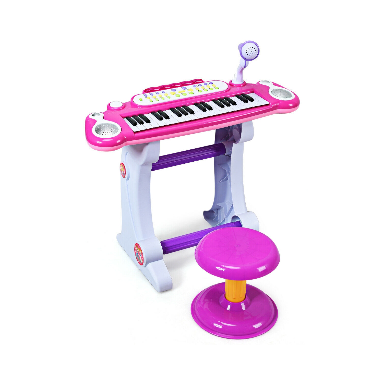 child's toy piano and stool