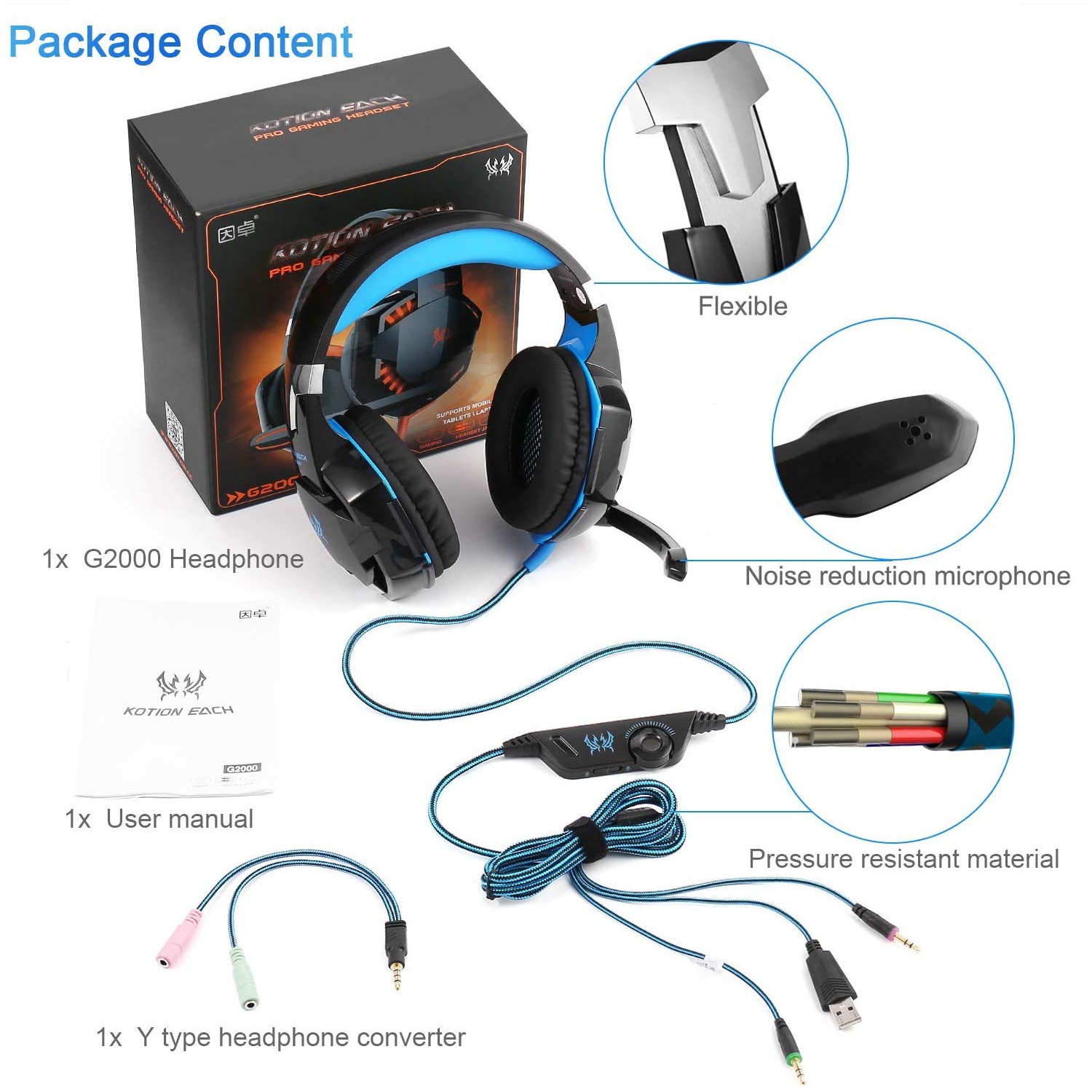 Gaming Headset with Mic for PC,PS4,Xbox One,Over-ear Headphones with Volume Control LED Light Cool Style Stereo,Noise