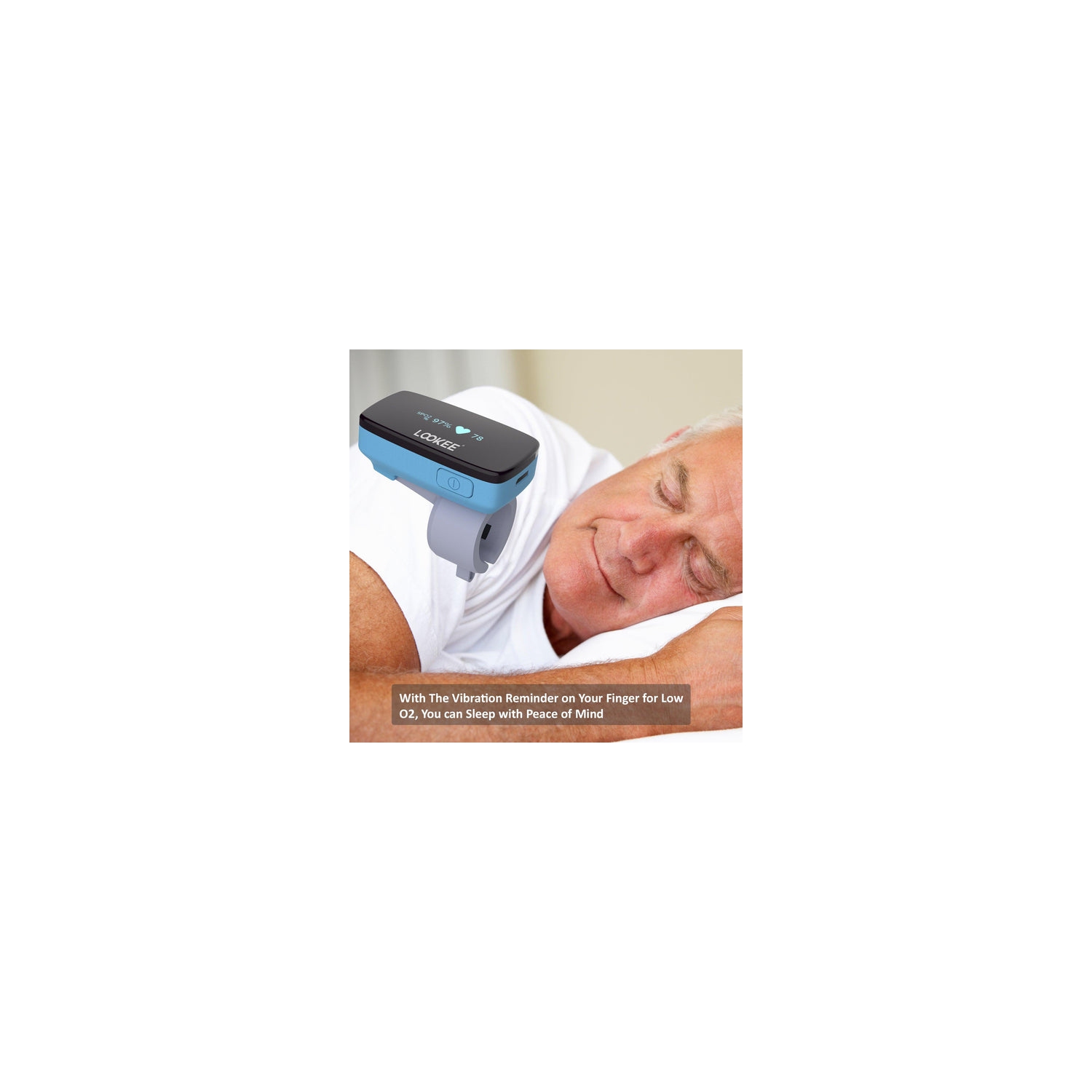 Moniteur d'oxygène de sommeil Ring-Pro de LOOKEE® avec applications PC et mobiles | Rappel de vibration pour faible O2 | Oxymètre de pouls continu