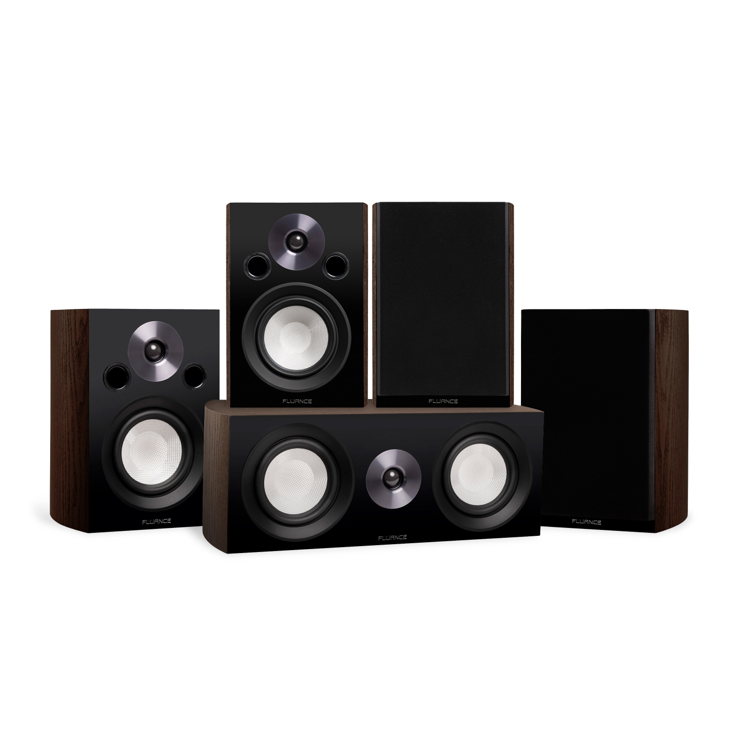 Fluance Reference Compact Surround Sound Home Theater 5.0 Channel Speaker System - Natural Walnut