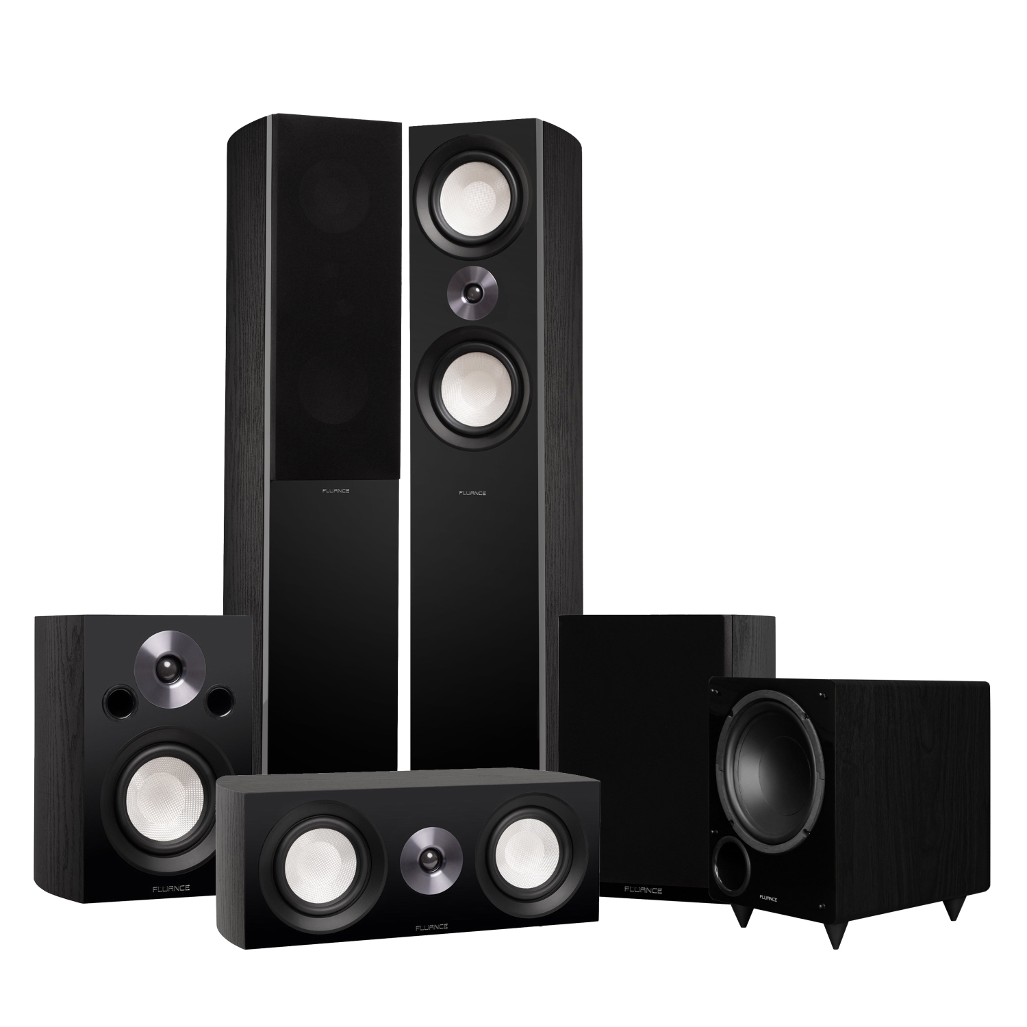 Fluance Reference Surround Sound Home Theater 5.1 Channel Speaker System with DB10 Subwoofer - Black Ash