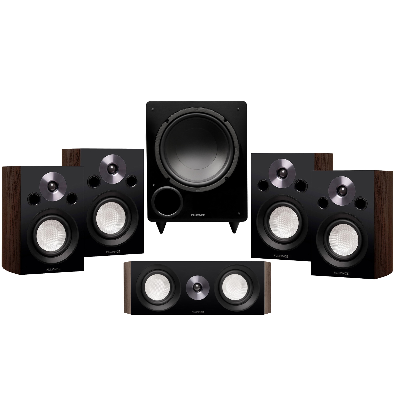 Fluance Reference Compact Surround Sound Home Theater 5.1 Channel Speaker System - Natural Walnut
