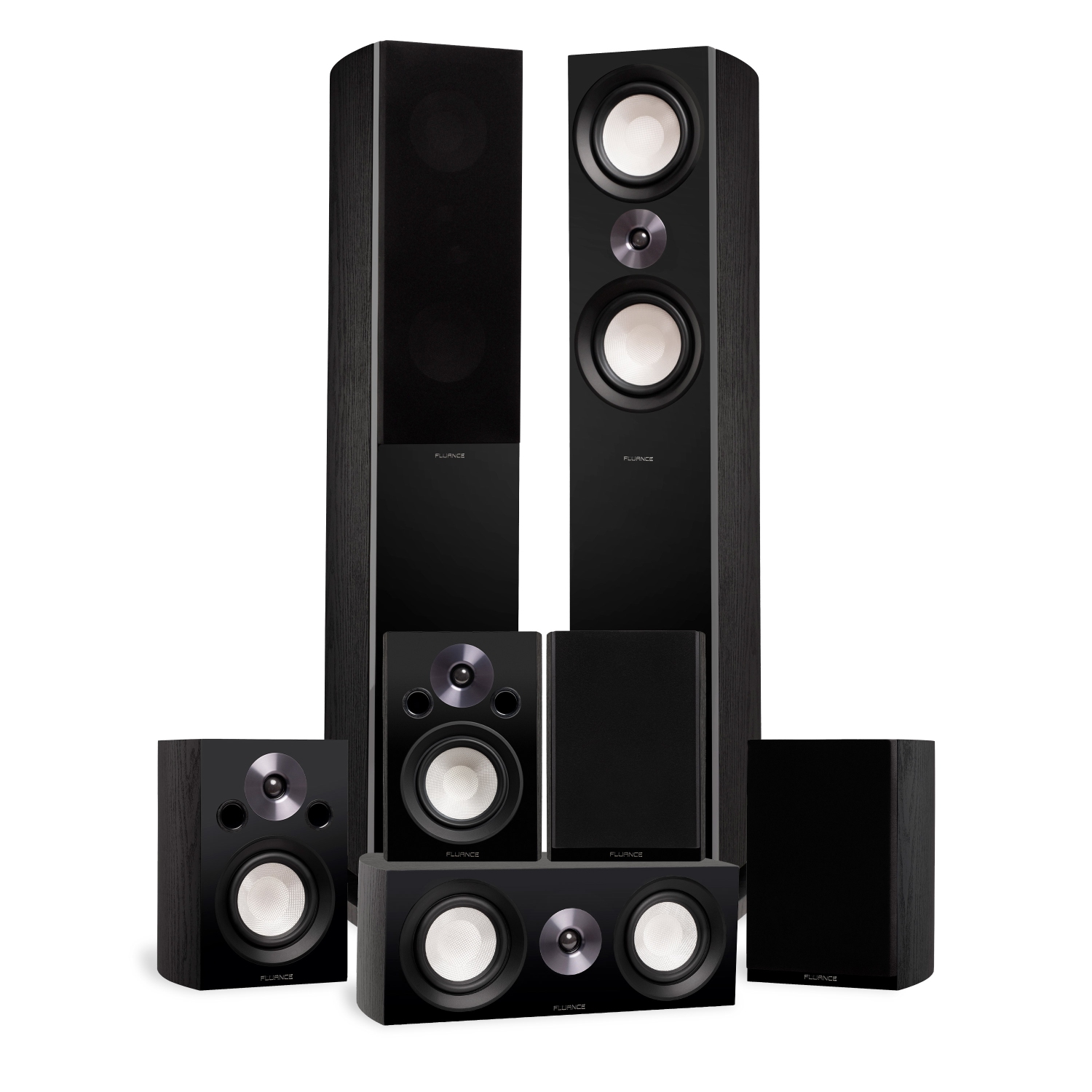 Fluance Reference Surround Sound Home Theater 7.0 Channel Speaker - Black Ash