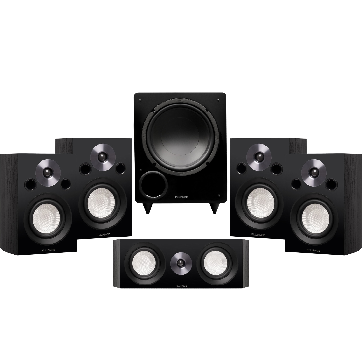 Fluance Reference Compact Surround Sound Home Theater 5.1 Channel Speaker System - Black Ash