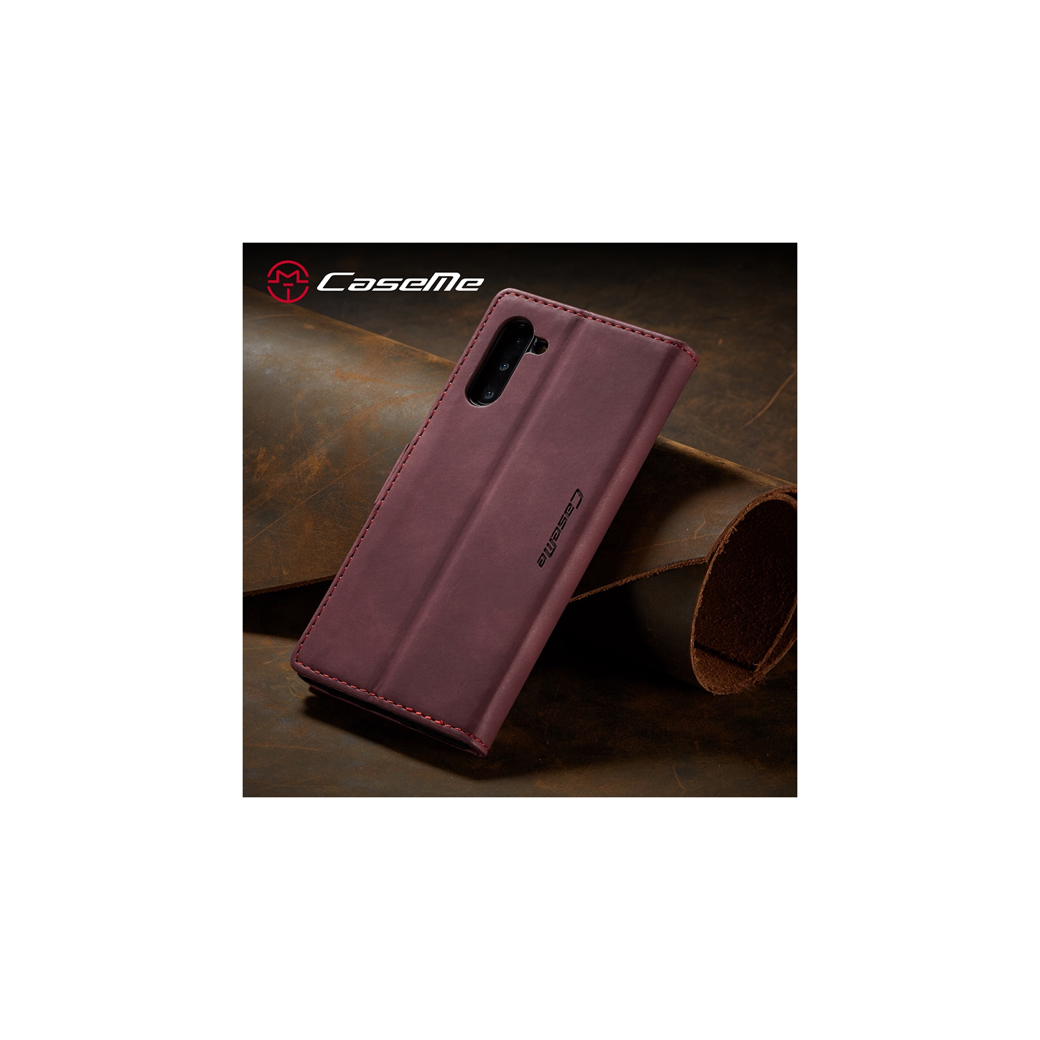 CaseMe Wallet Case Anti-Fall Retro Handmade Leather Magnetic Case Card Slot for Samsung Galaxy Note 10 PLUS