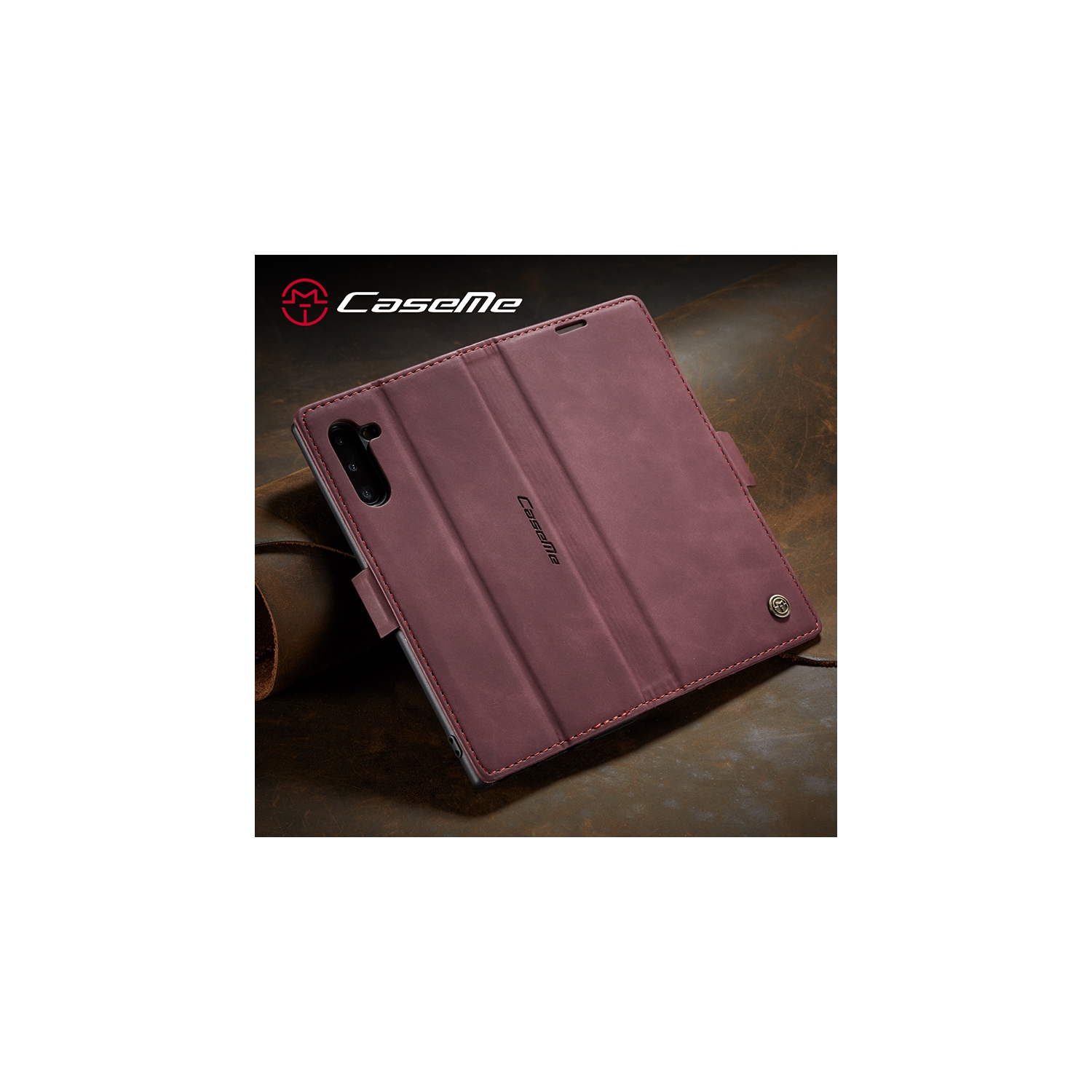 CaseMe Wallet Case Anti-Fall Retro Handmade Leather Magnetic Case Card Slot for Samsung Galaxy Note 10 PLUS