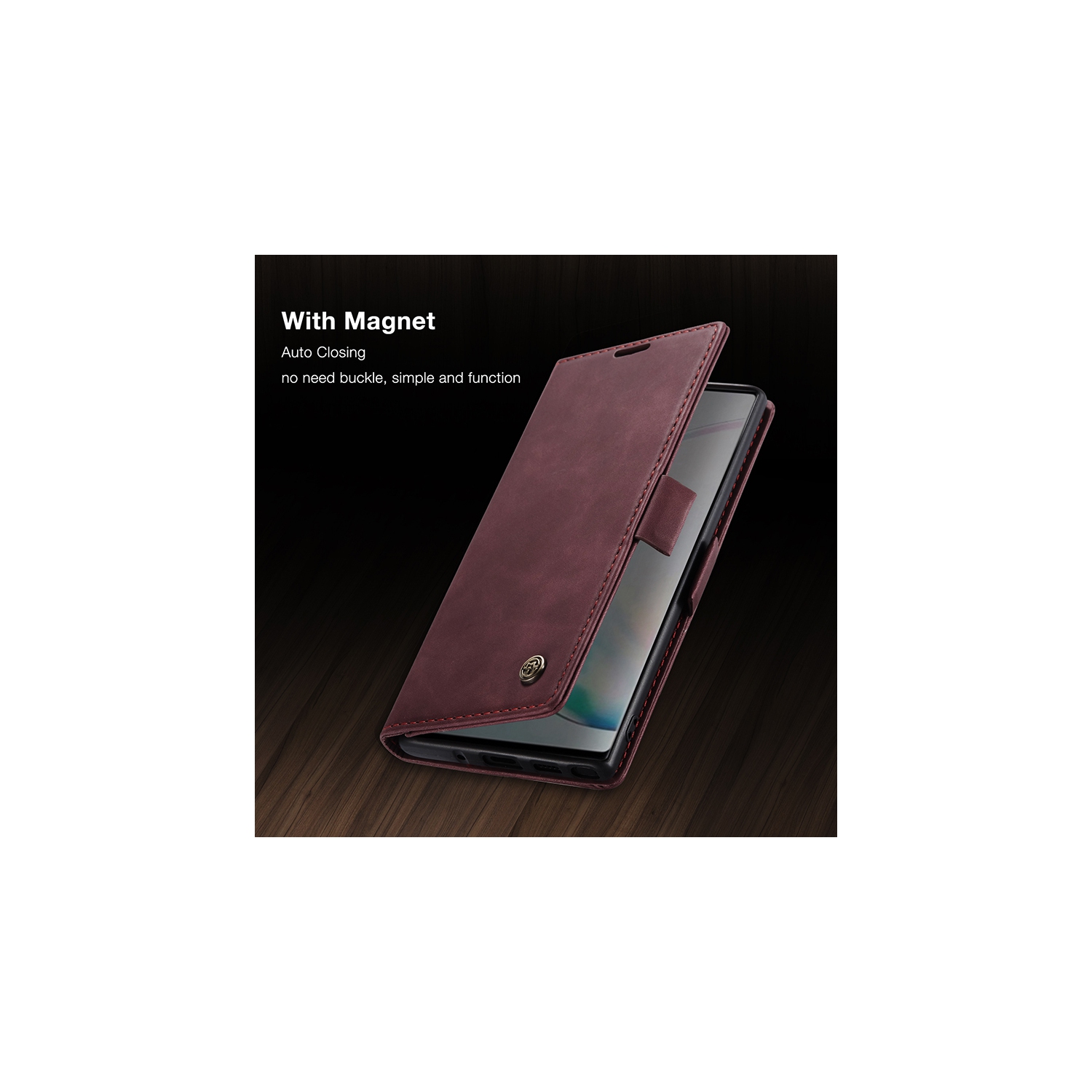 CaseMe Wallet Case Anti-Fall Retro Handmade Leather Magnetic Case Card Slot for Samsung Galaxy Note 10 PLUS