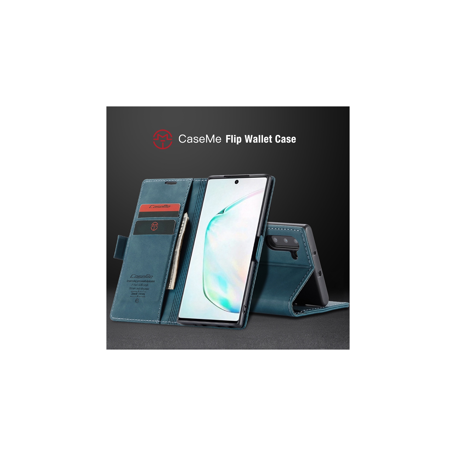 CaseMe Wallet Case Anti-Fall Retro Handmade Leather Magnetic Case Card Slot for Samsung Galaxy Note 10 PLUS