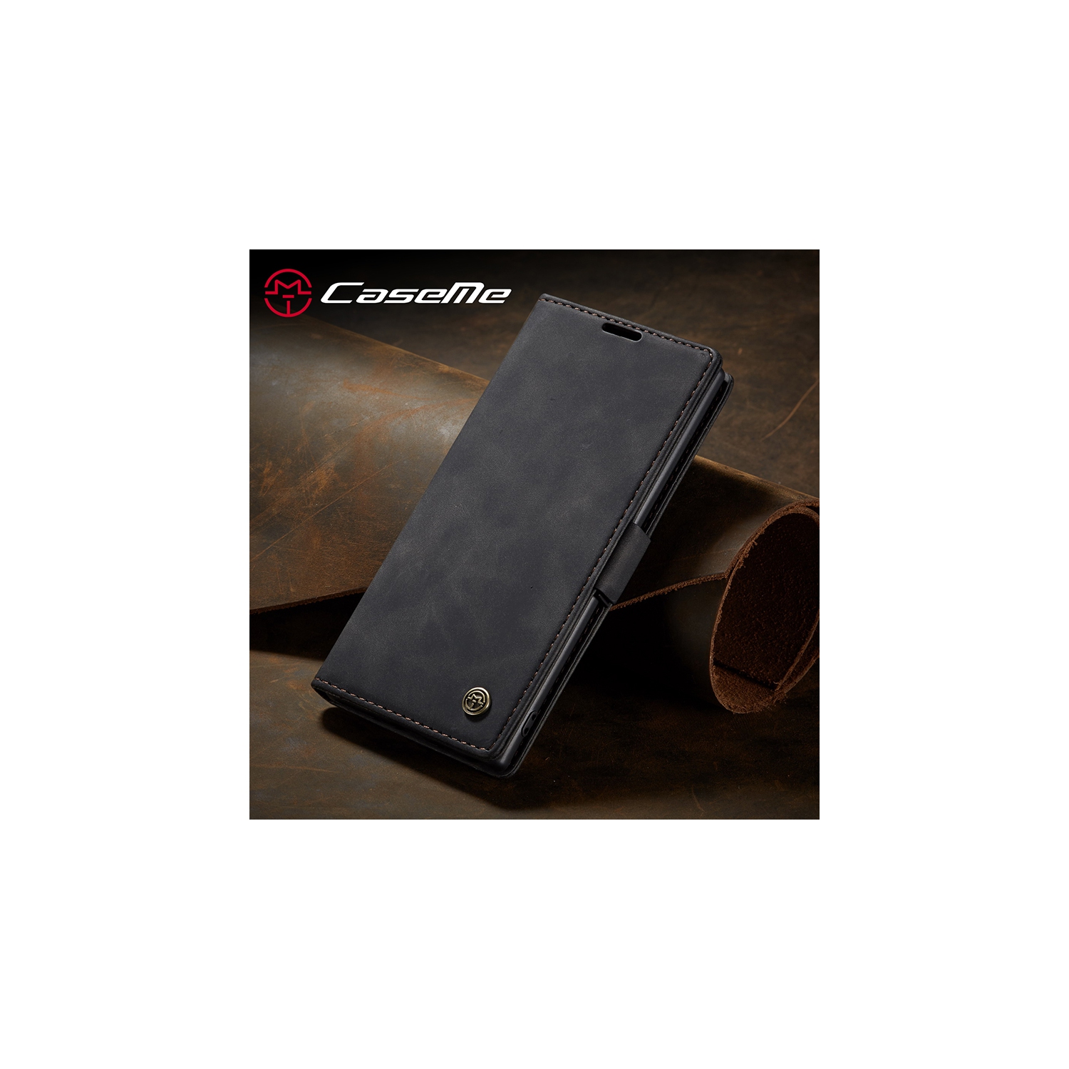 CaseMe Wallet Case Anti-Fall Retro Handmade Leather Magnetic Case Card Slot for Samsung Galaxy Note 10 PLUS