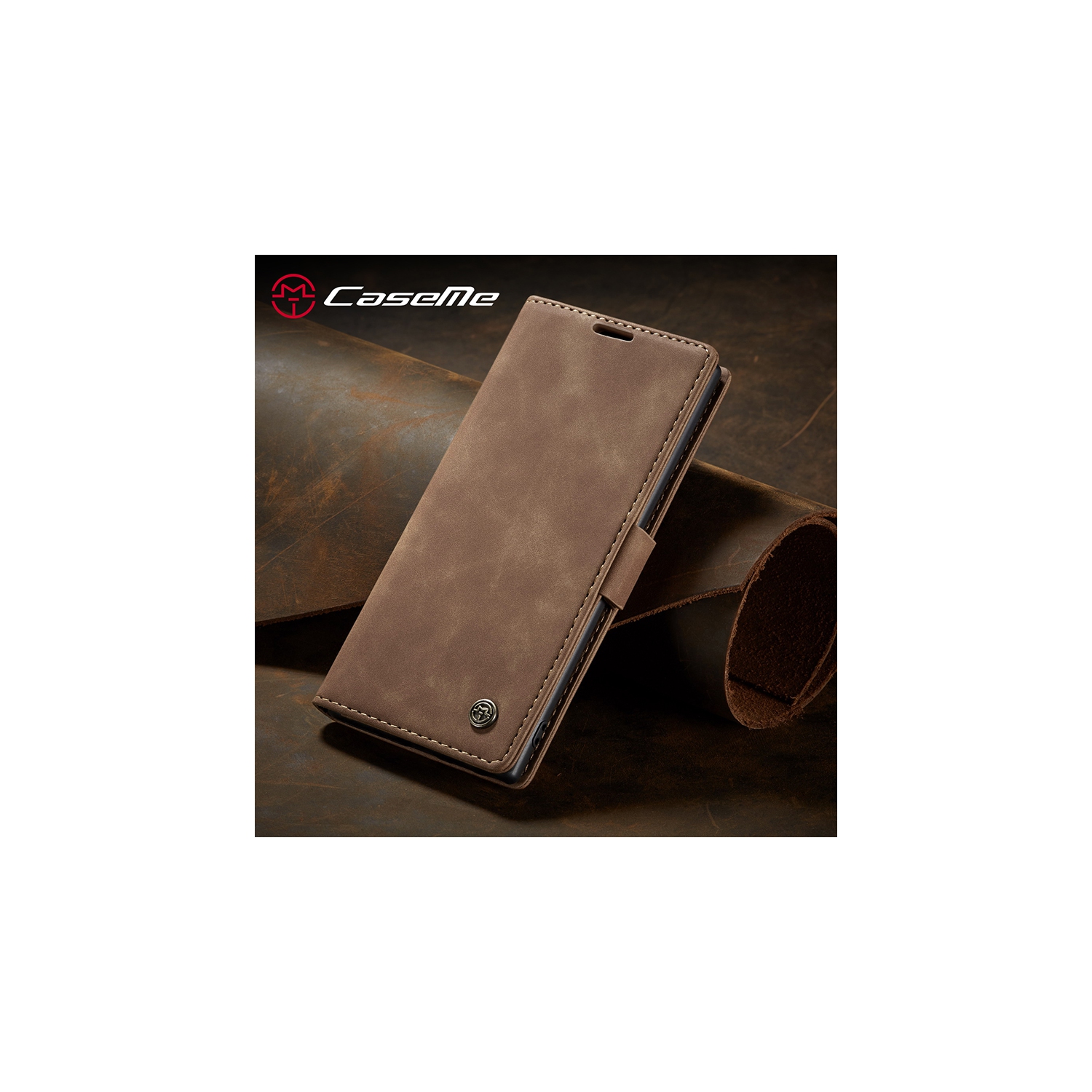 CaseMe Wallet Case Anti-Fall Retro Handmade Leather Magnetic Case Card Slot for Samsung Galaxy Note 10 PLUS