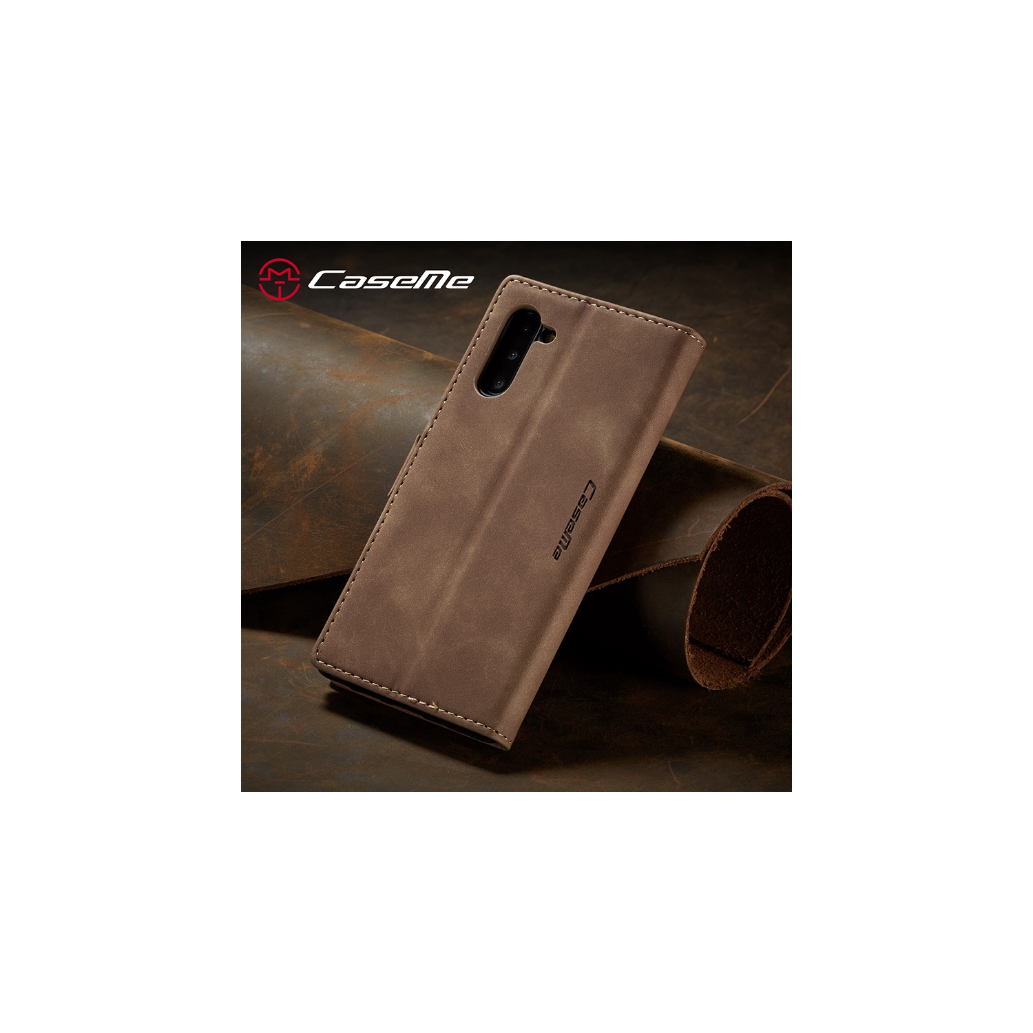 CaseMe Wallet Case Anti-Fall Retro Handmade Leather Magnetic Case Card Slot for Samsung Galaxy Note 10 PLUS