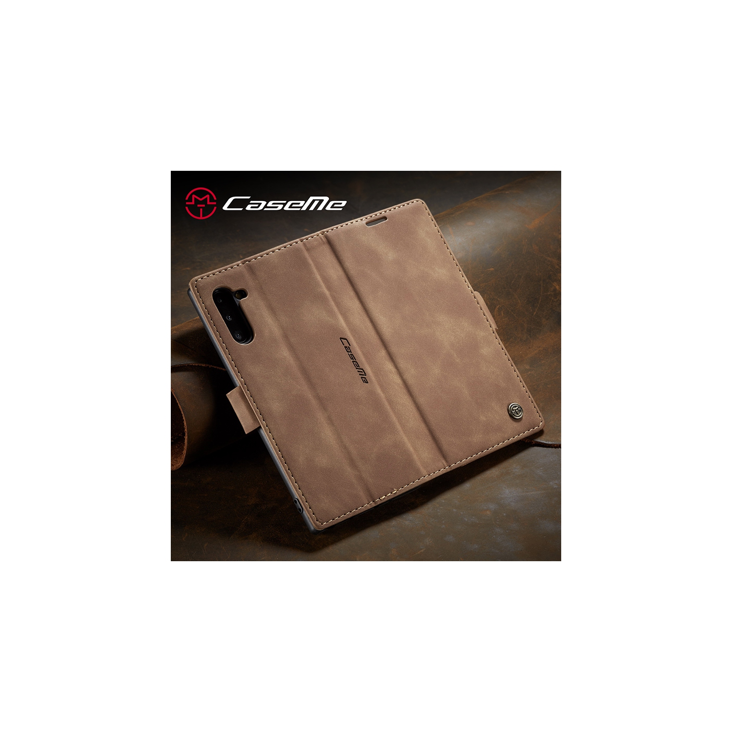 CaseMe Wallet Case Anti-Fall Retro Handmade Leather Magnetic Case Card Slot for Samsung Galaxy Note 10 PLUS