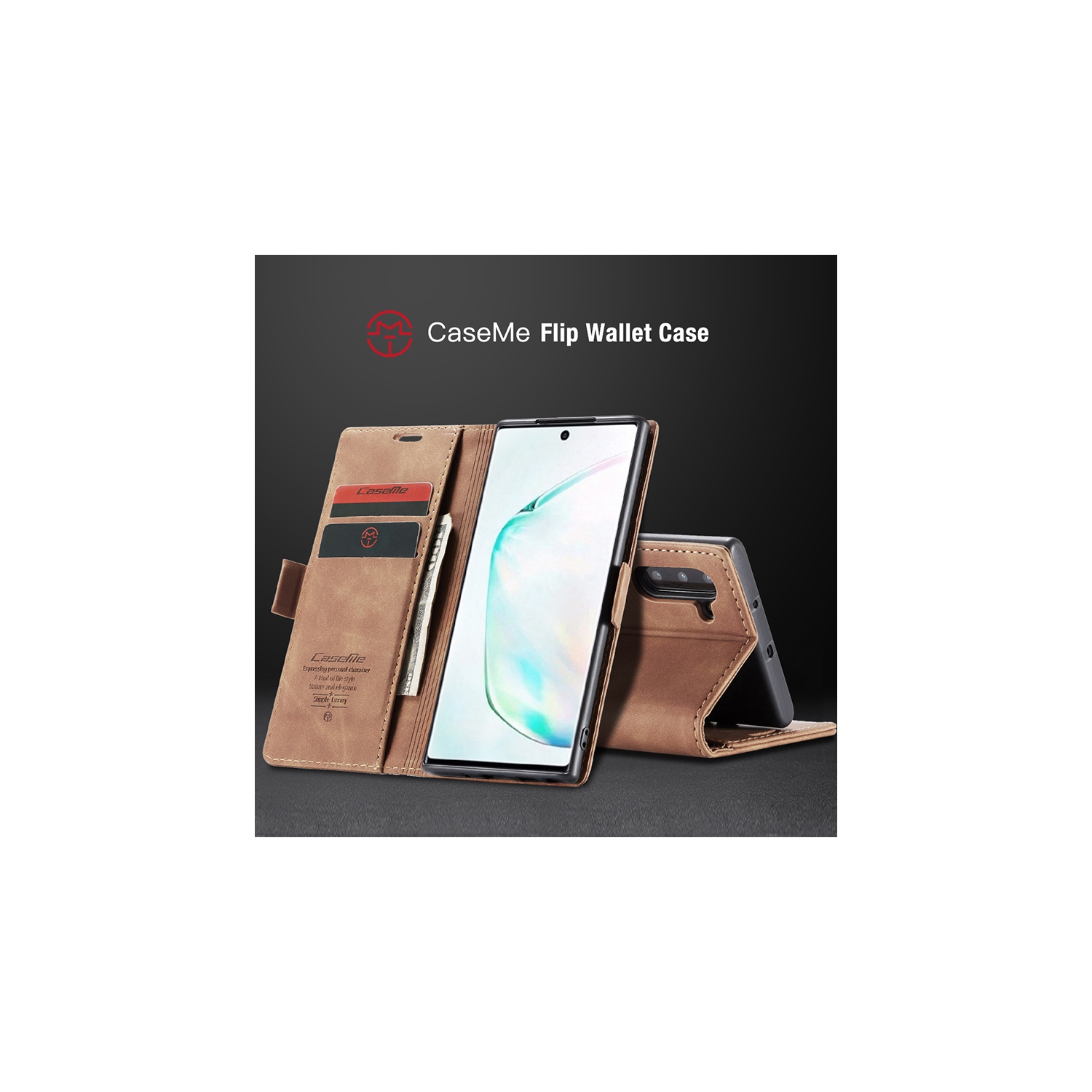 CaseMe Wallet Case Anti-Fall Retro Handmade Leather Magnetic Case Card Slot for Samsung Galaxy Note 10 PLUS