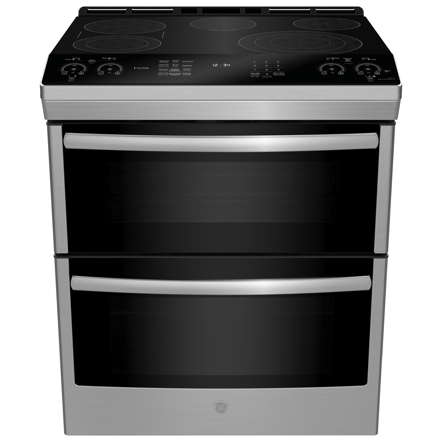 GE Profile 30" 6.7 Cu. Ft. Double Oven 5-Element Slide-In Electric Range (PCS980YMFS) - Stainless