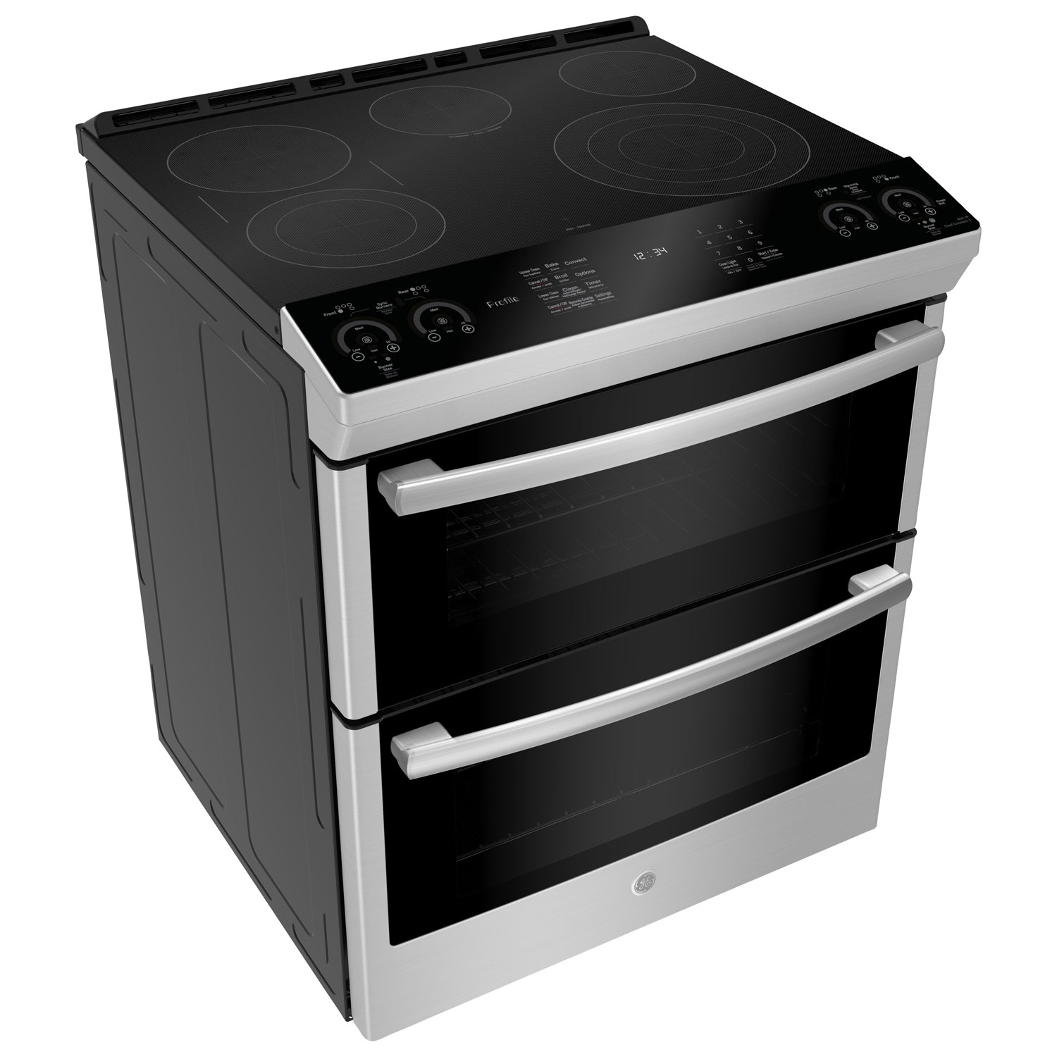 GE Profile 30" 6.7 Cu. Ft. Double Oven 5-Element Slide-In Electric Range - Stainless