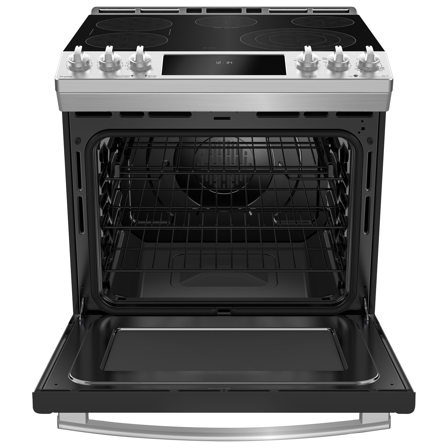 GE Profile 30" 5.3 Cu. Ft. True Convection 5-Element Slide-In Electric Range - Stainless