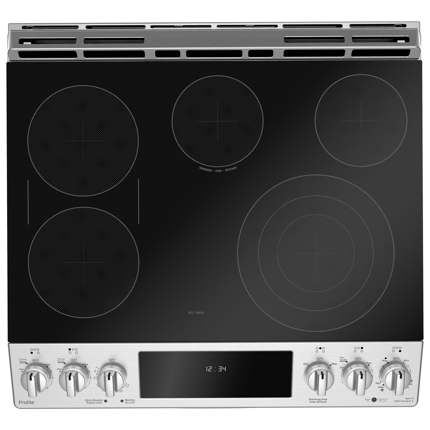 GE Profile 30" 5.3 Cu. Ft. True Convection 5-Element Slide-In Electric Range - Stainless