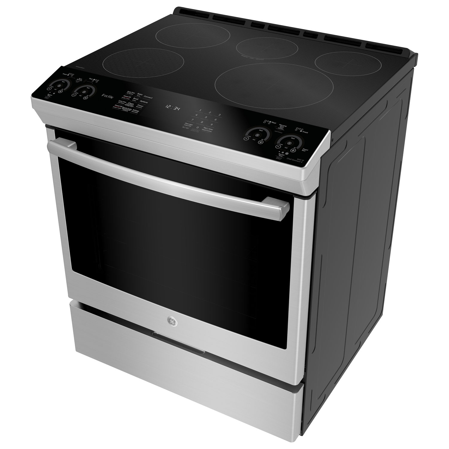 Cuisinière induction enc. 5 éléments/conv. véritable 5,3 pi³ 30 po Profile de GE-Inox