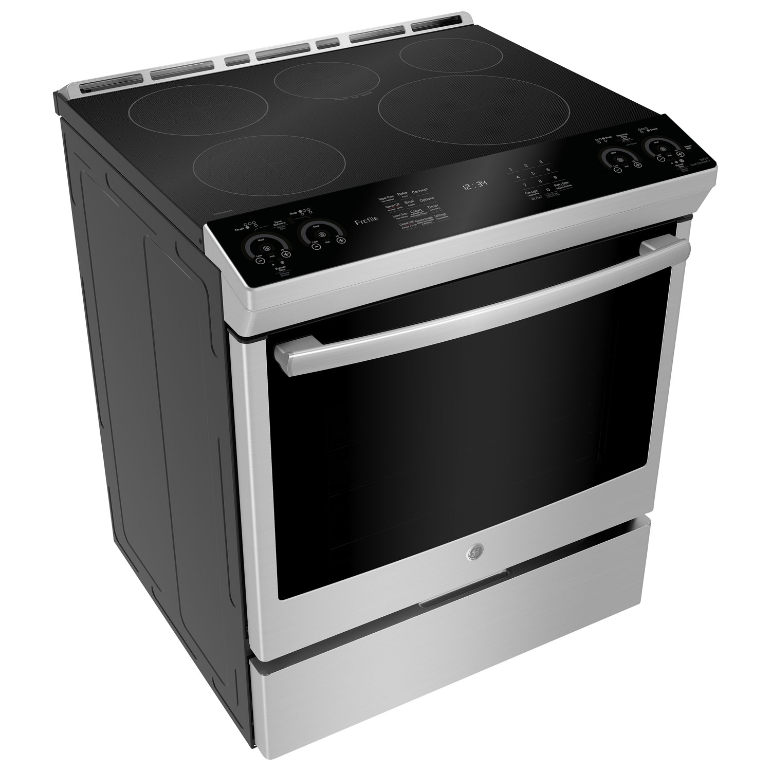 Cuisinière induction enc. 5 éléments/conv. véritable 5,3 pi³ 30 po Profile de GE-Inox