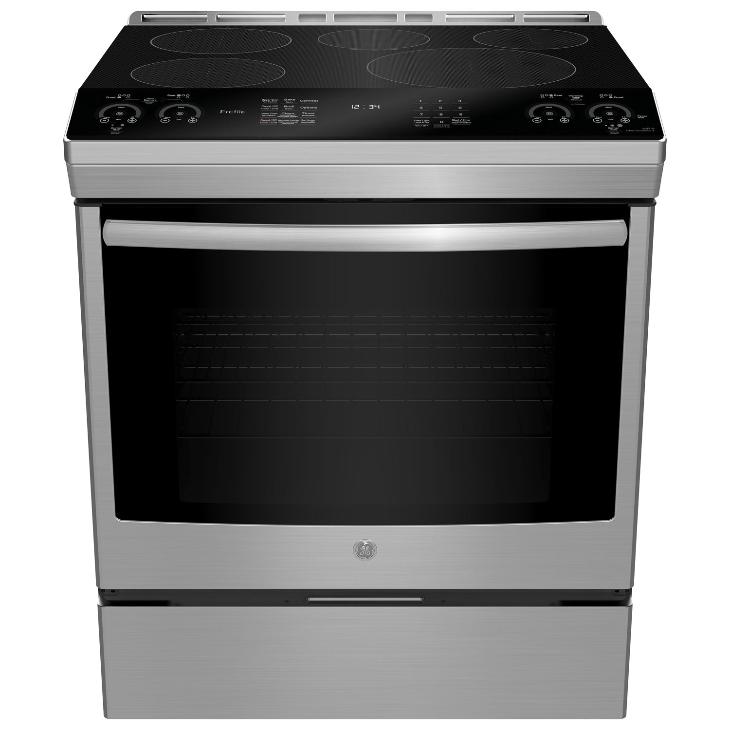 Cuisinière induction enc. 5 éléments/conv. véritable 5,3 pi³ 30 po Profile de GE-Inox