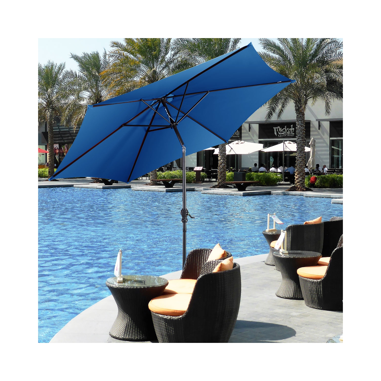 Costway 9FT Patio Umbrella Patio Market Steel Tilt W/ Crank Outdoor Yard Garden