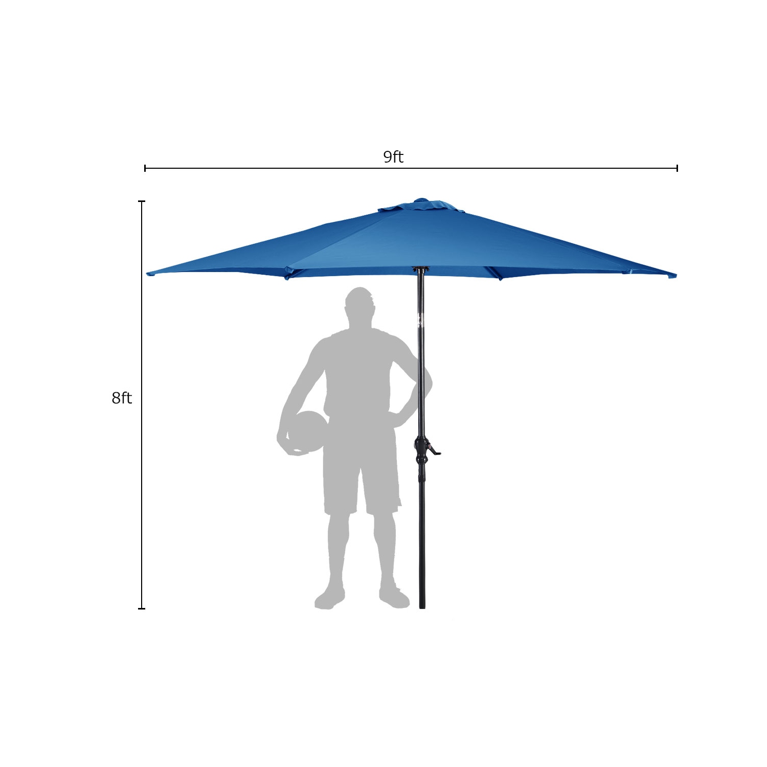 Costway 9FT Patio Umbrella Patio Market Steel Tilt W/ Crank Outdoor Yard Garden