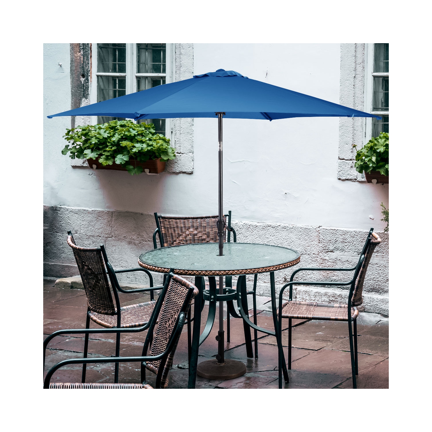 Costway 9FT Patio Umbrella Patio Market Steel Tilt W/ Crank Outdoor Yard Garden