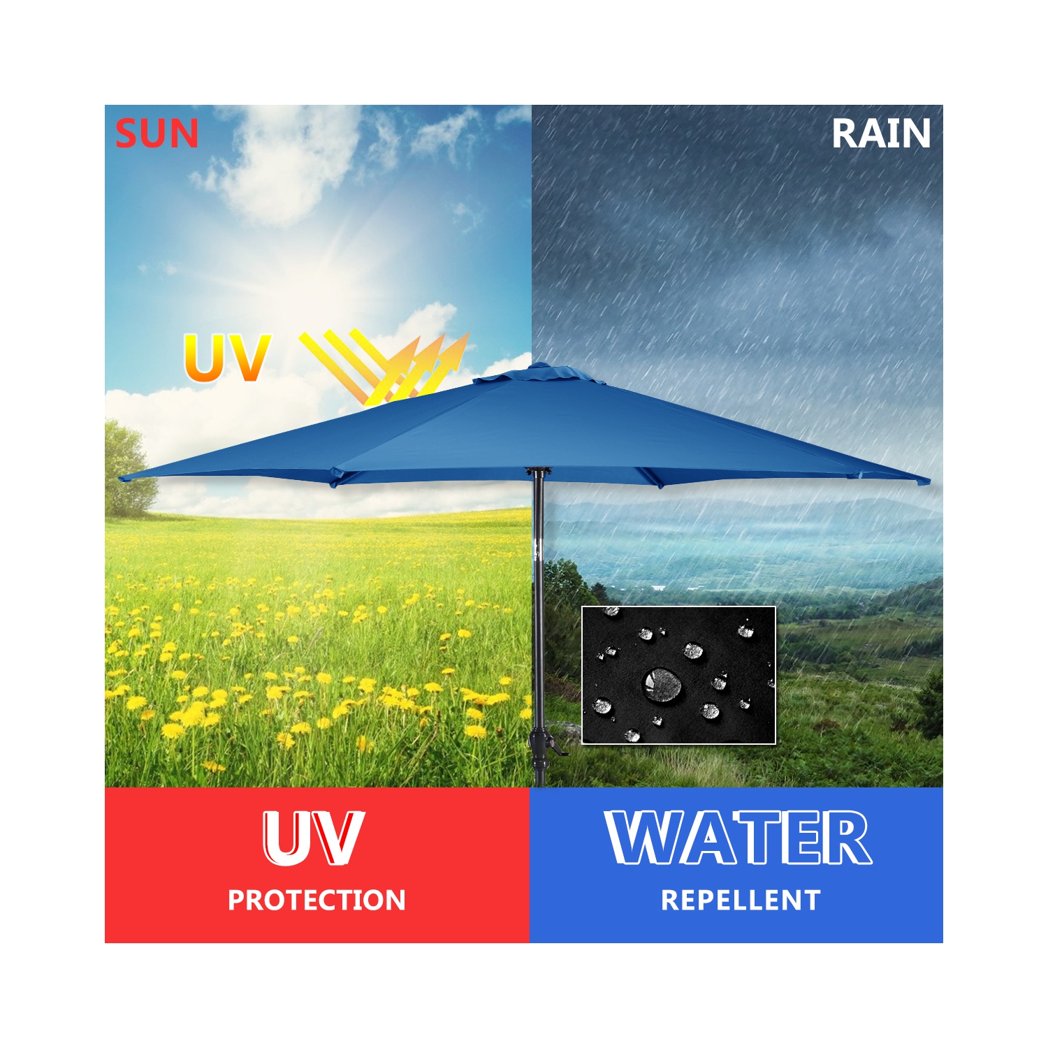 Costway 9FT Patio Umbrella Patio Market Steel Tilt W/ Crank Outdoor Yard Garden